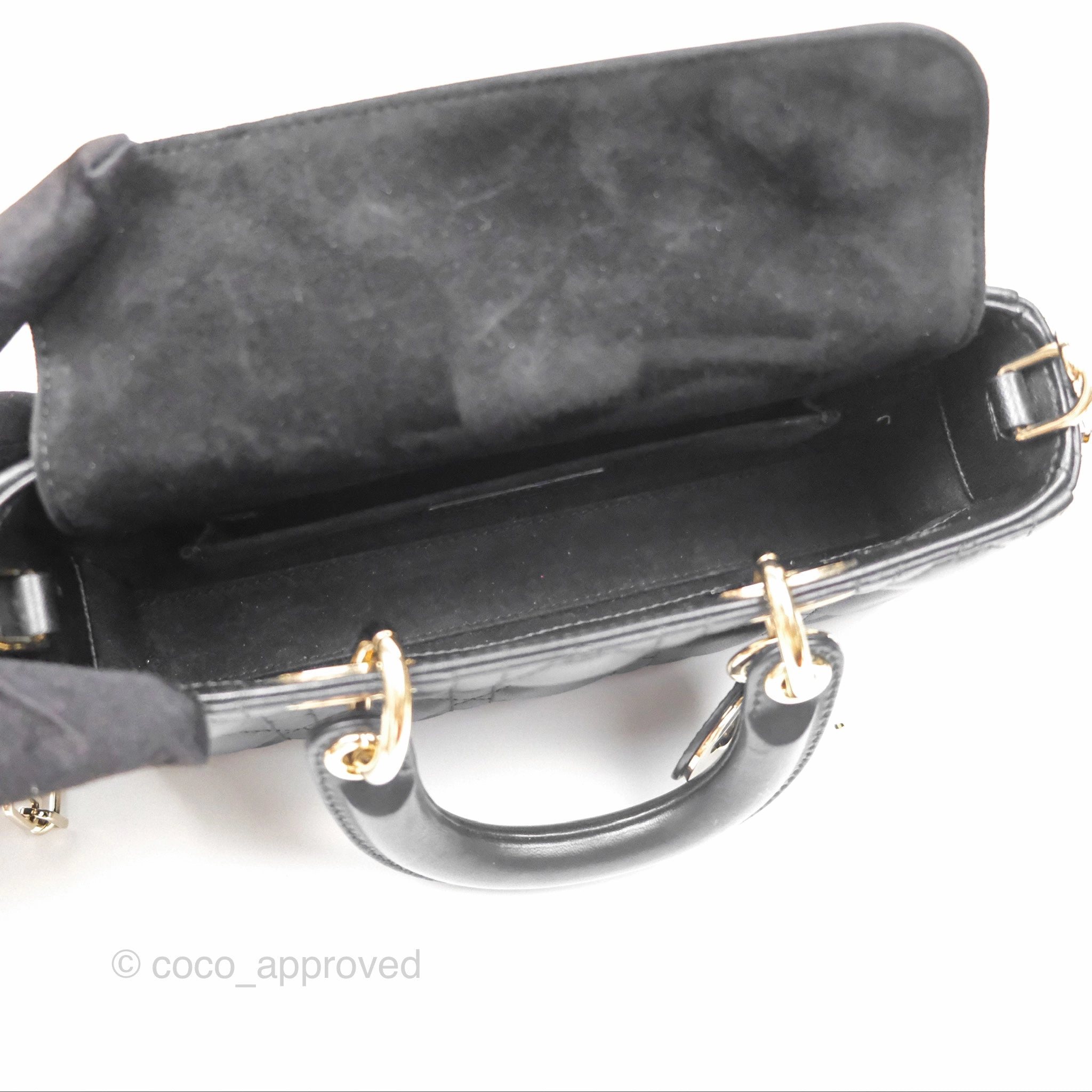 Dior Small Lady D-Joy Bag Black Lambskin Cannage Gold Hardware