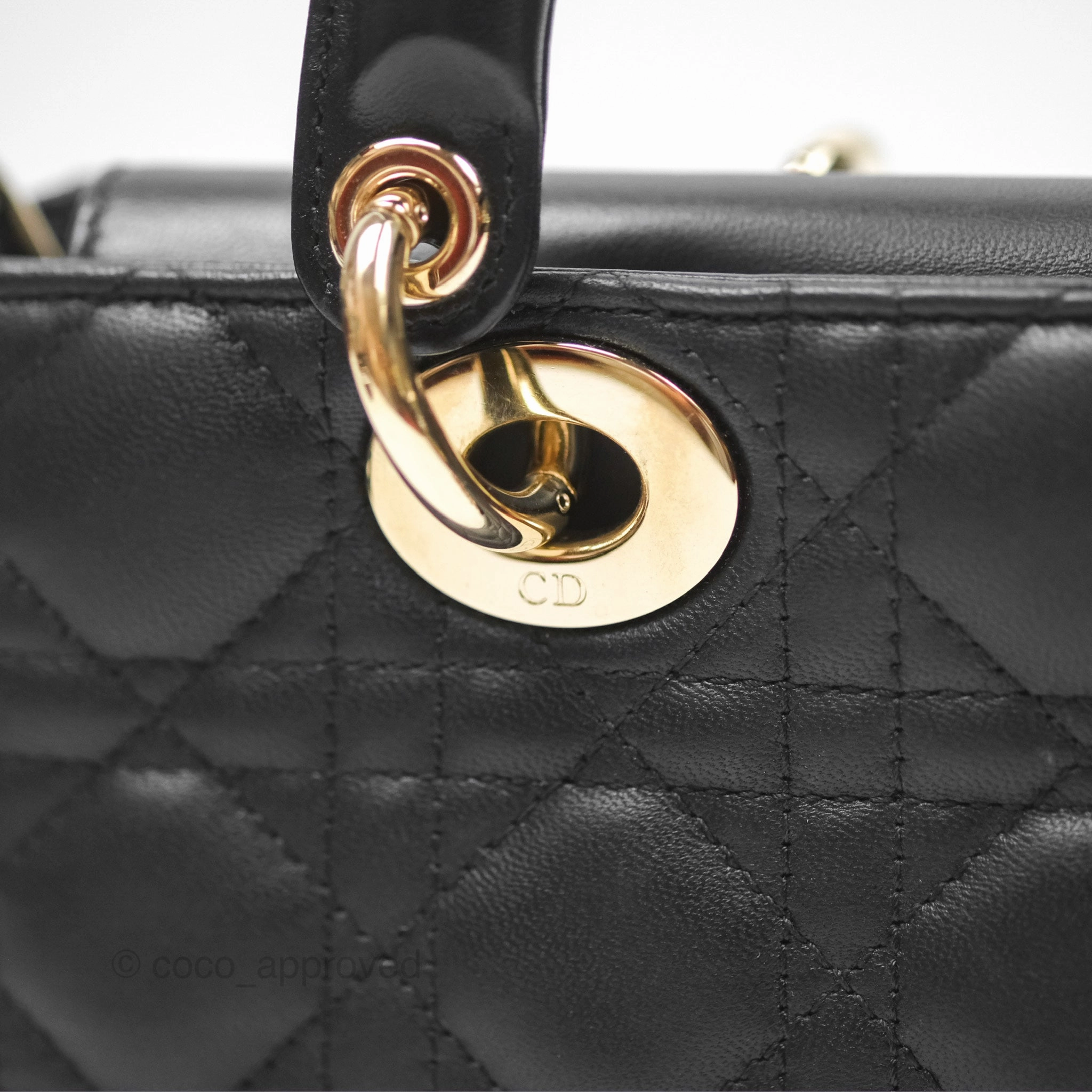 Dior Small Lady D-Joy Bag Black Lambskin Cannage Gold Hardware