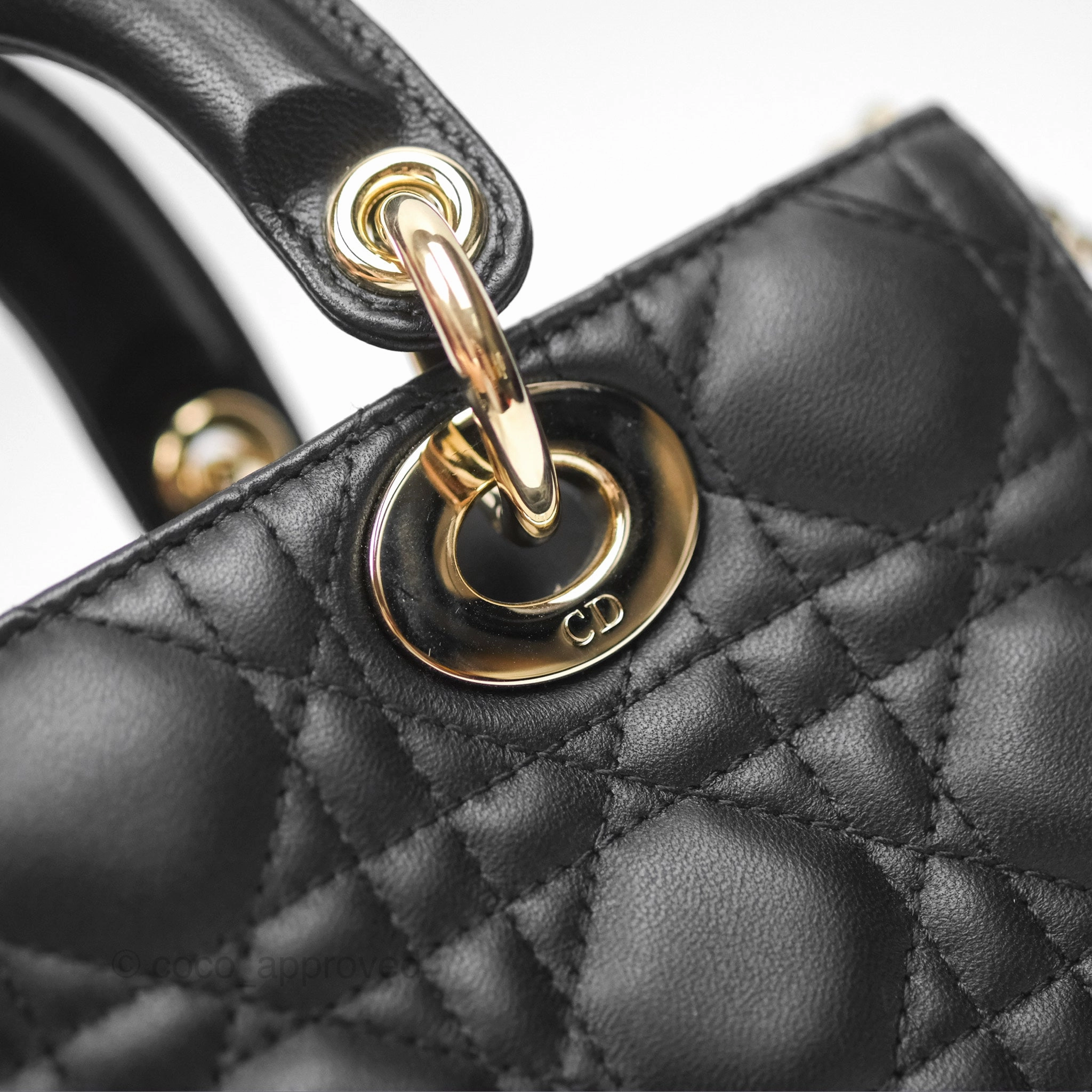 Dior Small Lady D-Joy Bag Black Lambskin Cannage Gold Hardware