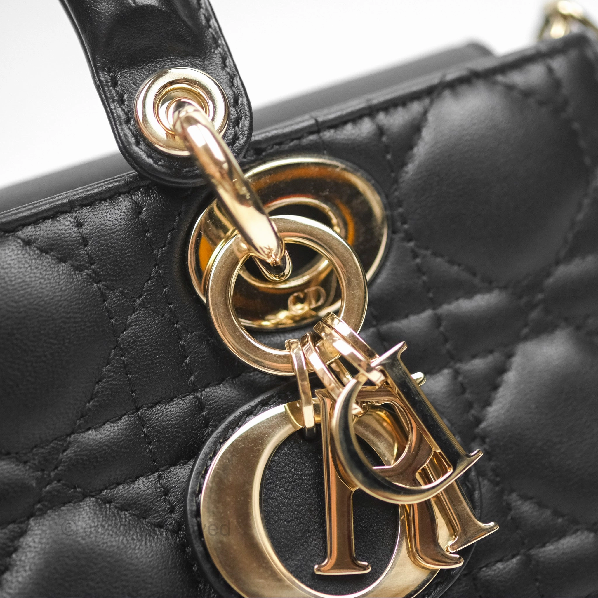 Dior Small Lady D-Joy Bag Black Lambskin Cannage Gold Hardware