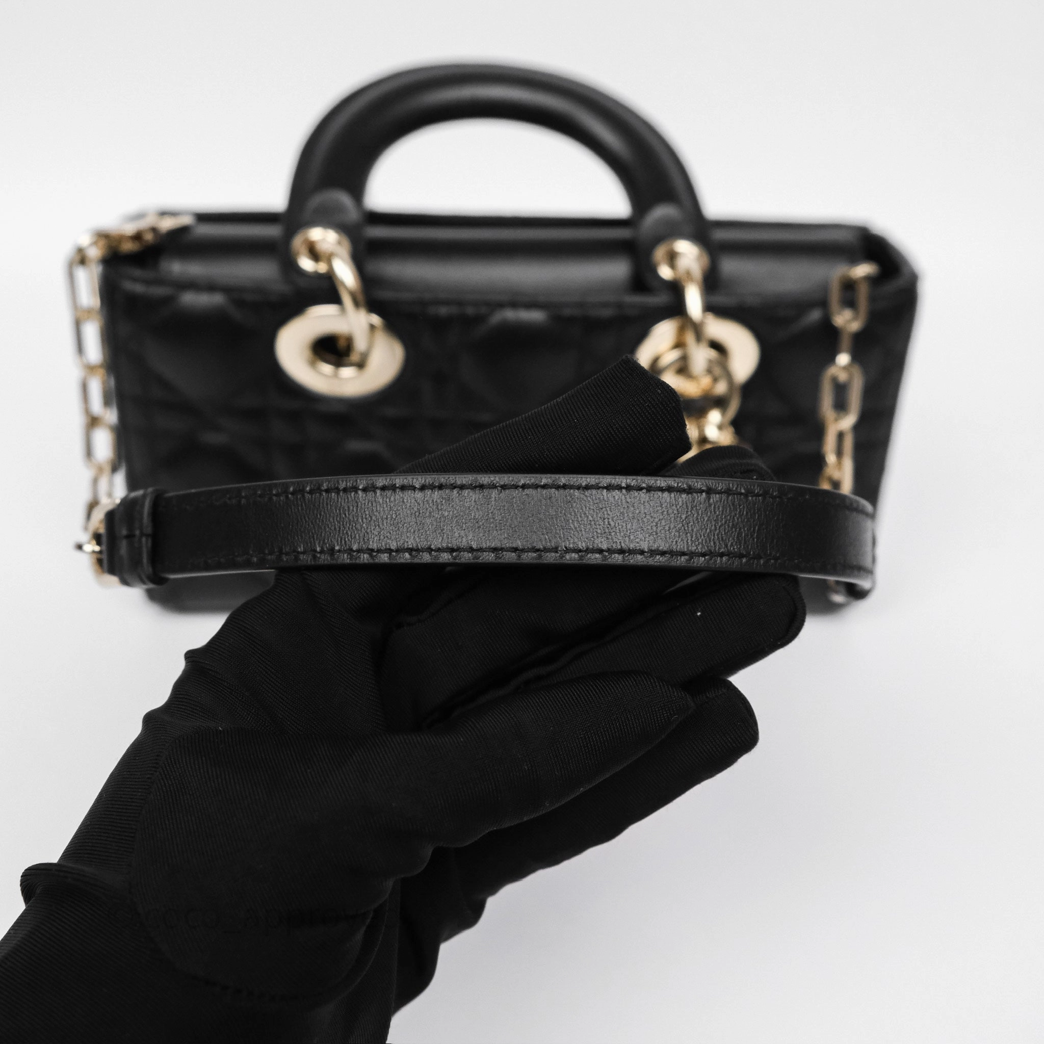 Dior Small Lady D-Joy Bag Black Lambskin Cannage Gold Hardware