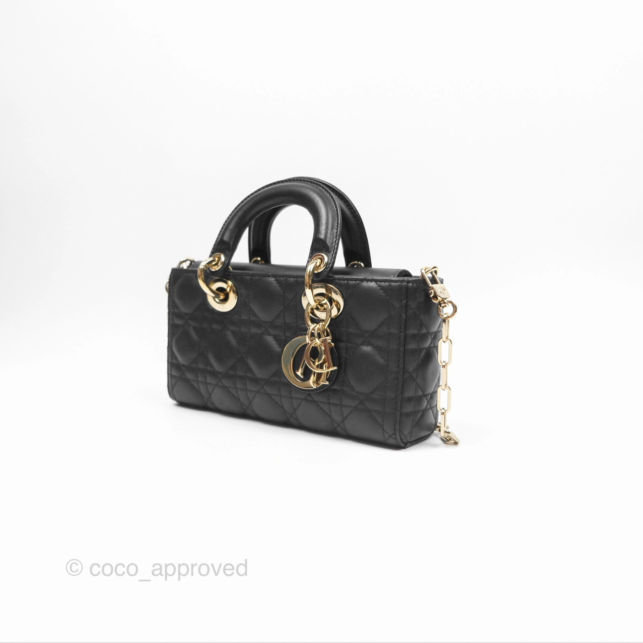Dior Small Lady D-Joy Bag Black Lambskin Cannage Gold Hardware