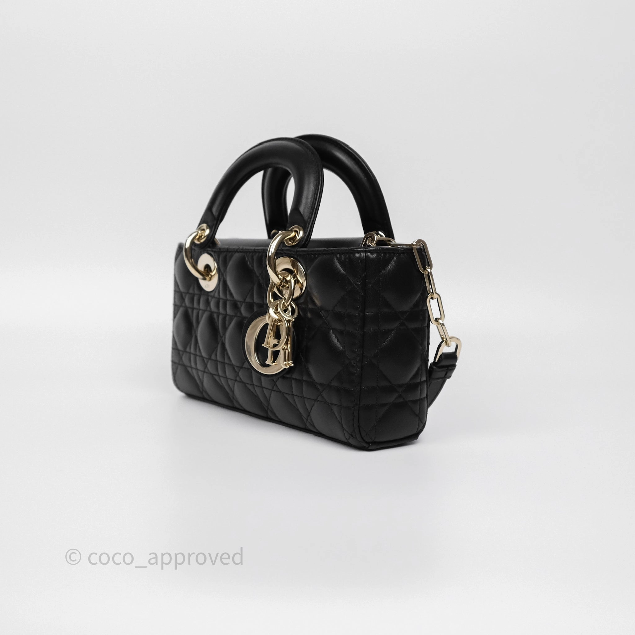 Dior Small Lady D-Joy Bag Black Lambskin Cannage Gold Hardware