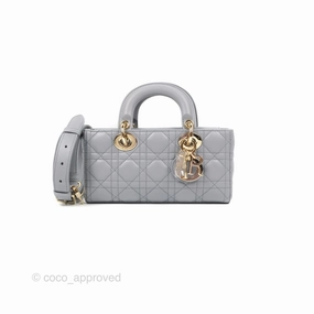 Dior Small Lady D-Joy Bag Grey Lambskin Cannage Gold Hardware