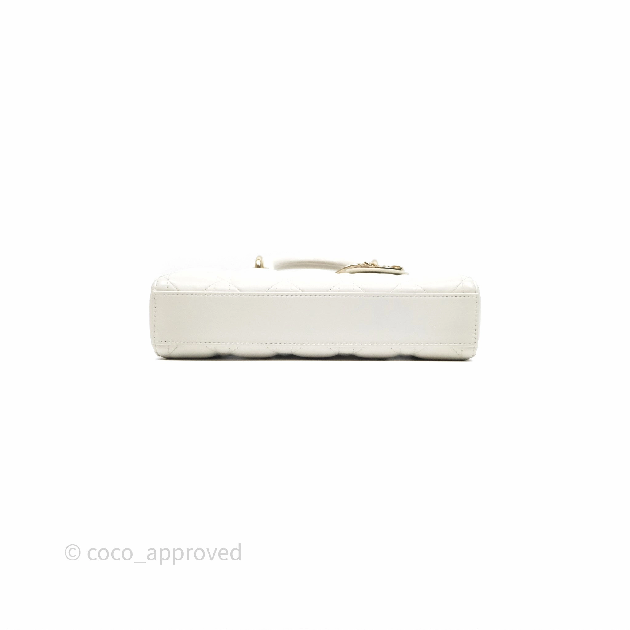 Dior Small Lady D-Joy Bag Ivory White Lambskin Cannage Gold Hardware