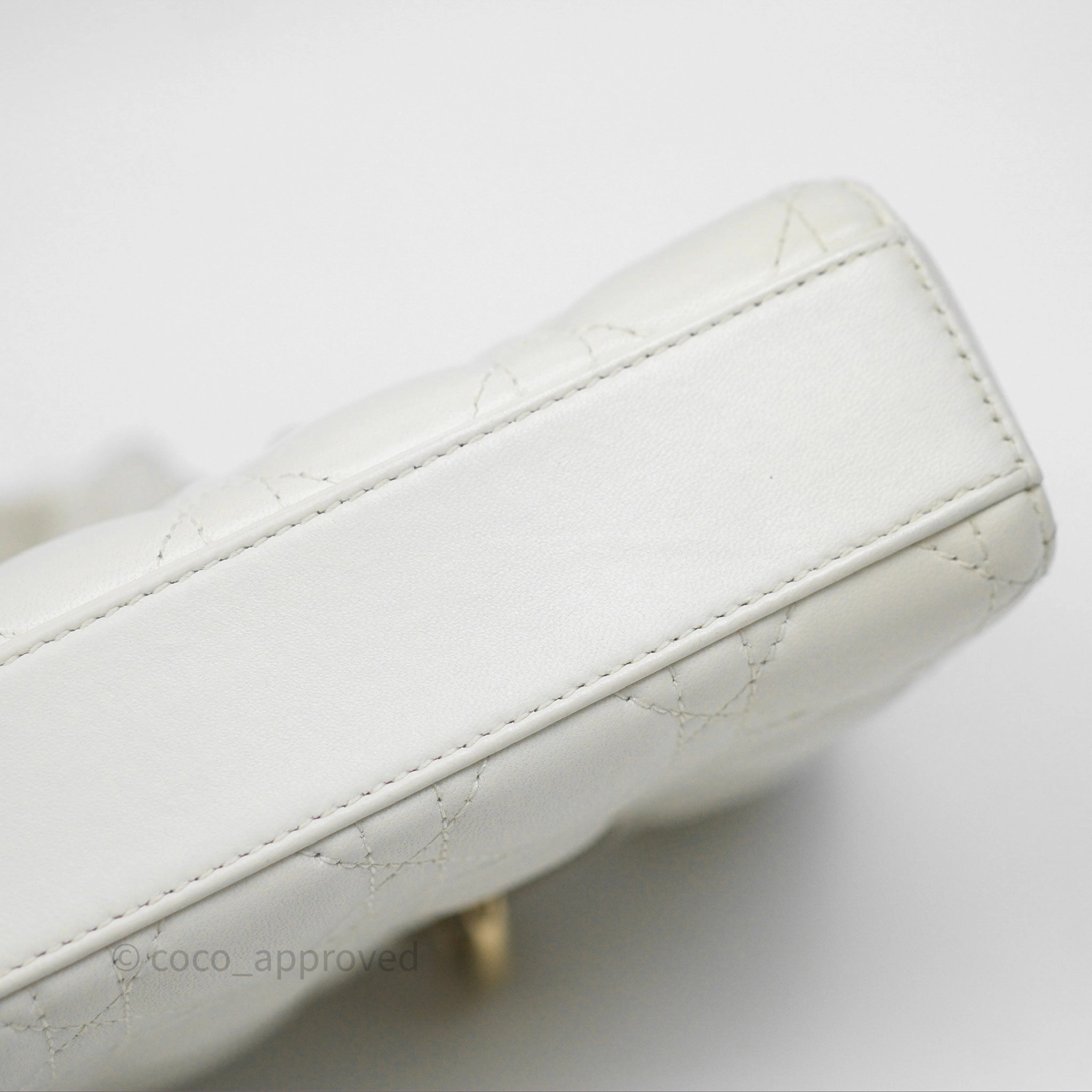 Dior Small Lady D-Joy Bag Ivory White Lambskin Cannage Gold Hardware