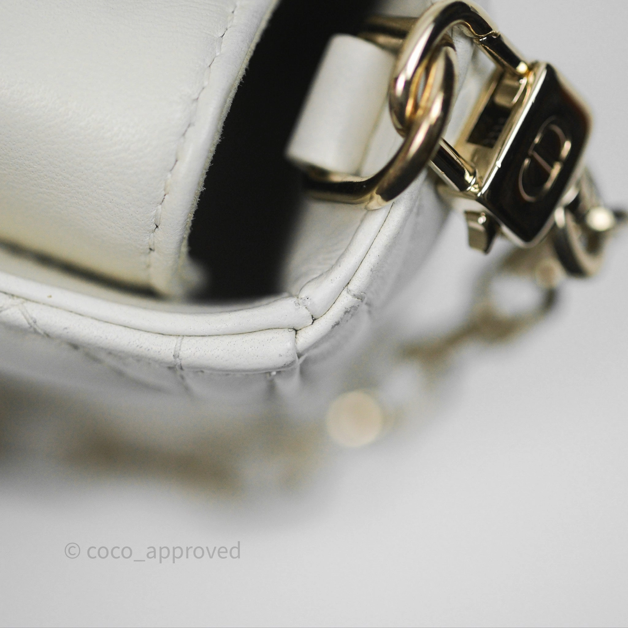 Dior Small Lady D-Joy Bag Ivory White Lambskin Cannage Gold Hardware
