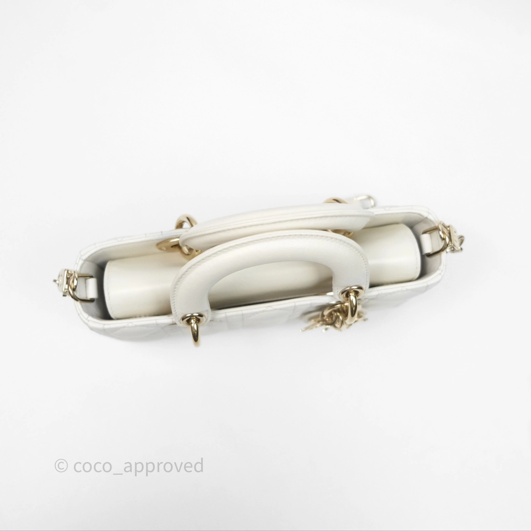 Dior Small Lady D-Joy Bag Ivory White Lambskin Cannage Gold Hardware