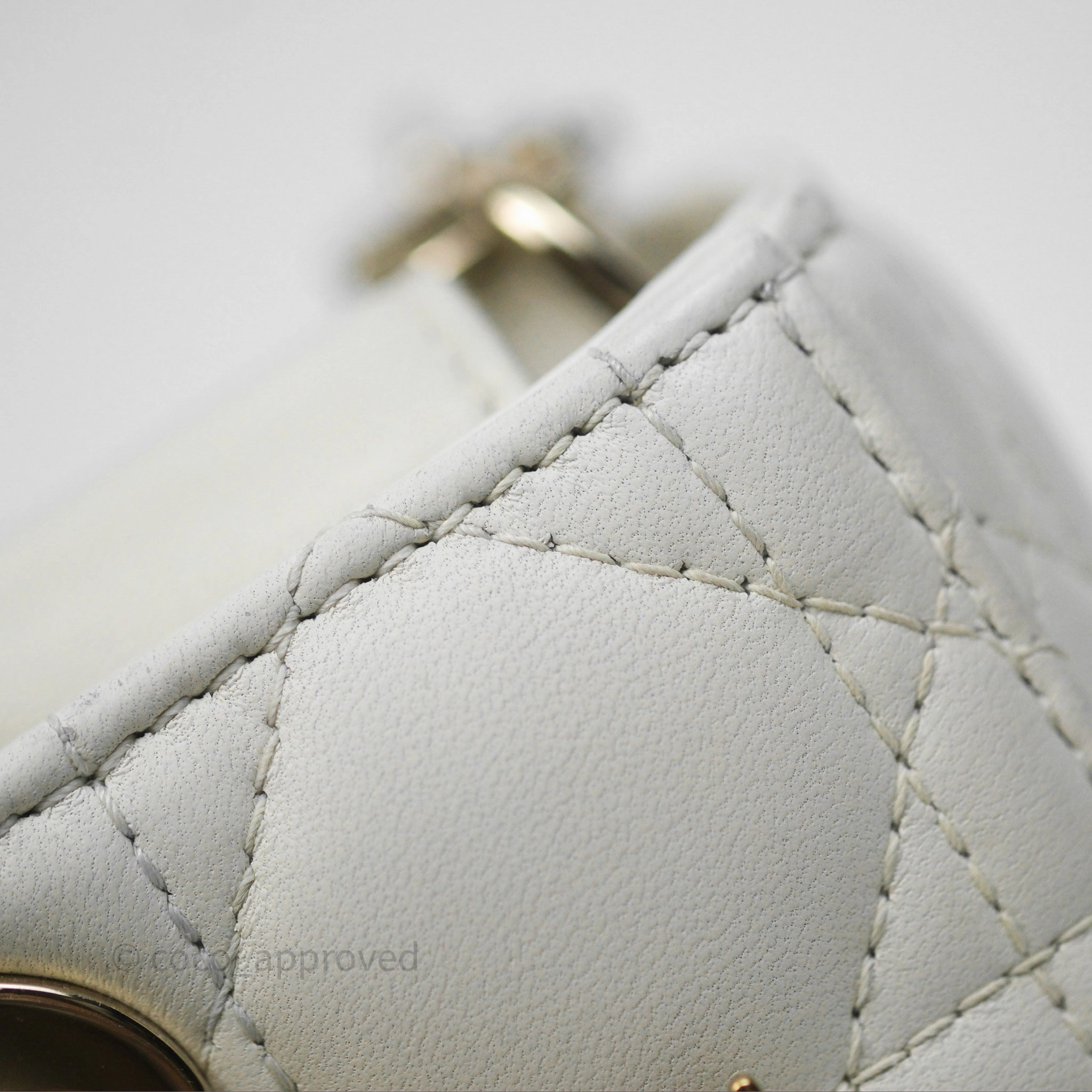 Dior Small Lady D-Joy Bag Ivory White Lambskin Cannage Gold Hardware