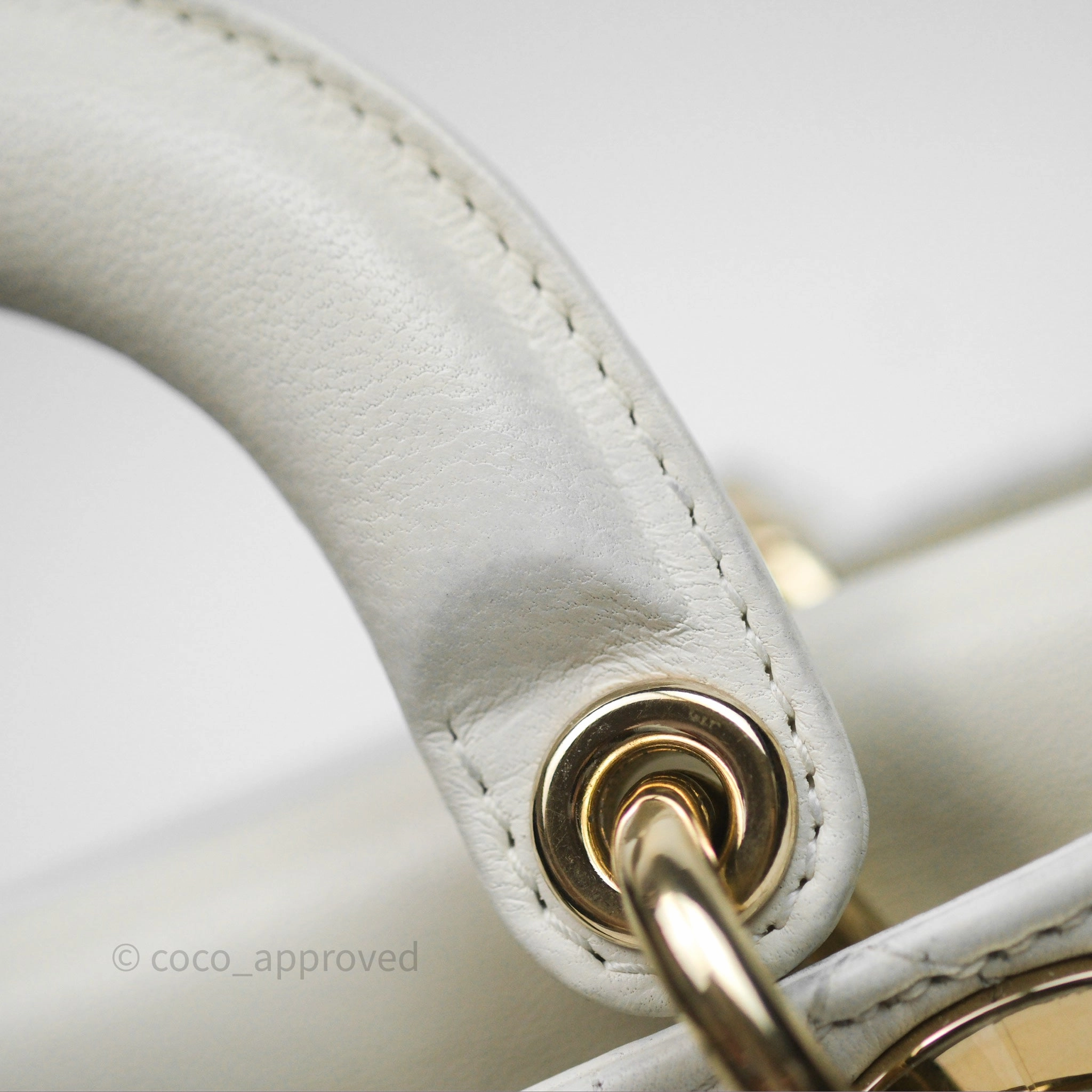 Dior Small Lady D-Joy Bag Ivory White Lambskin Cannage Gold Hardware