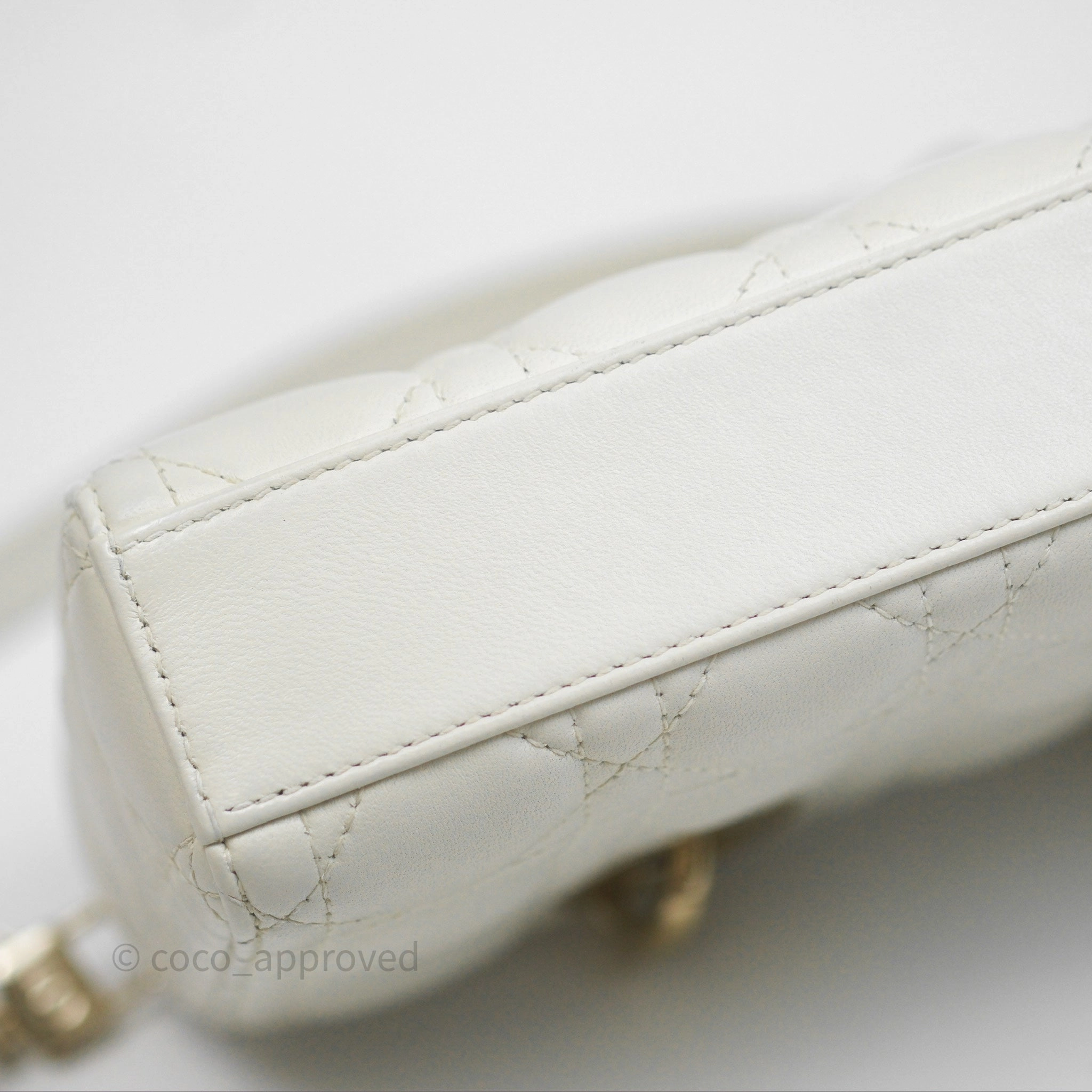 Dior Small Lady D-Joy Bag Ivory White Lambskin Cannage Gold Hardware