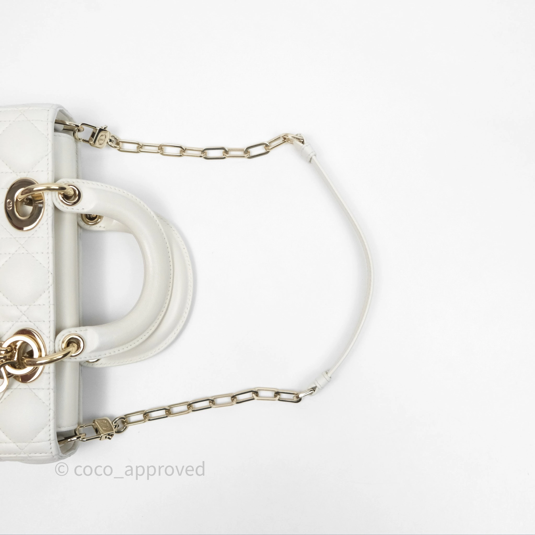 Dior Small Lady D-Joy Bag Ivory White Lambskin Cannage Gold Hardware