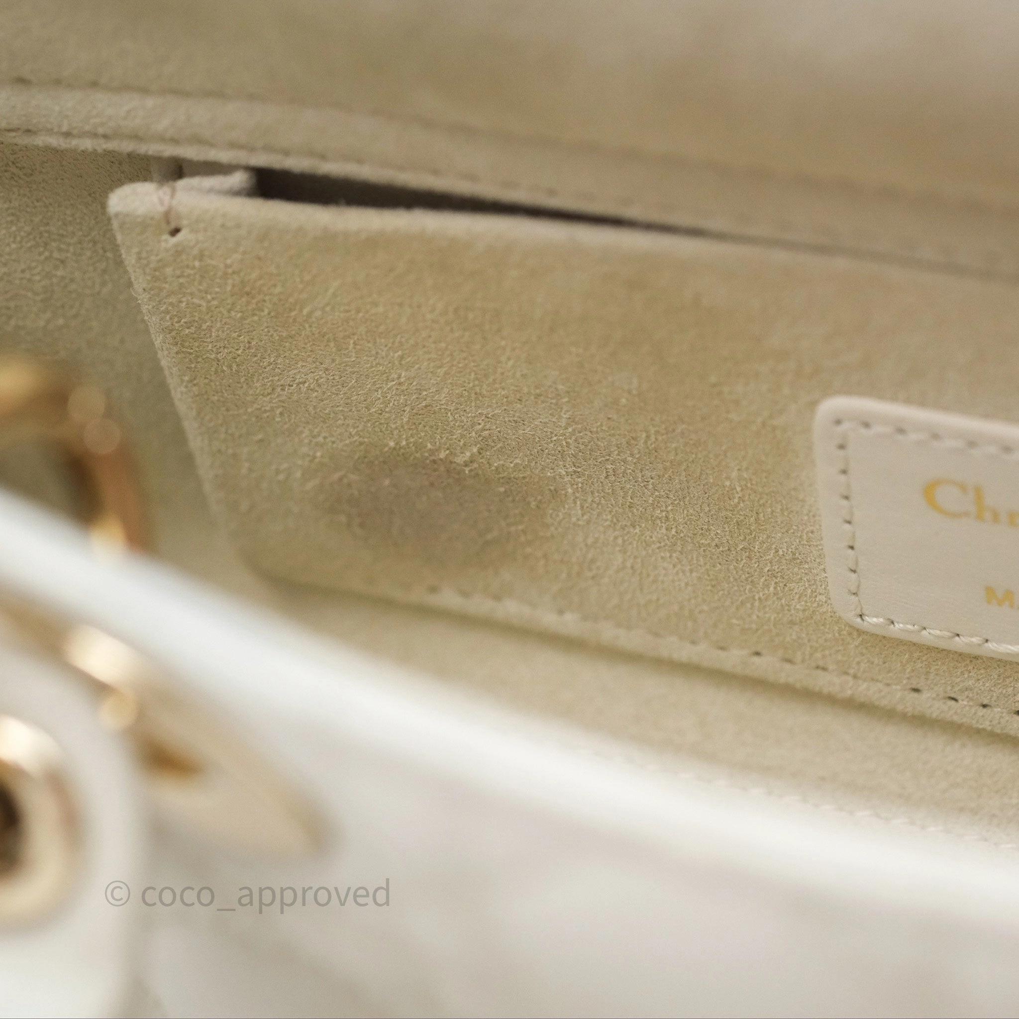 Dior Small Lady D-Joy Bag Ivory White Lambskin Cannage Gold Hardware