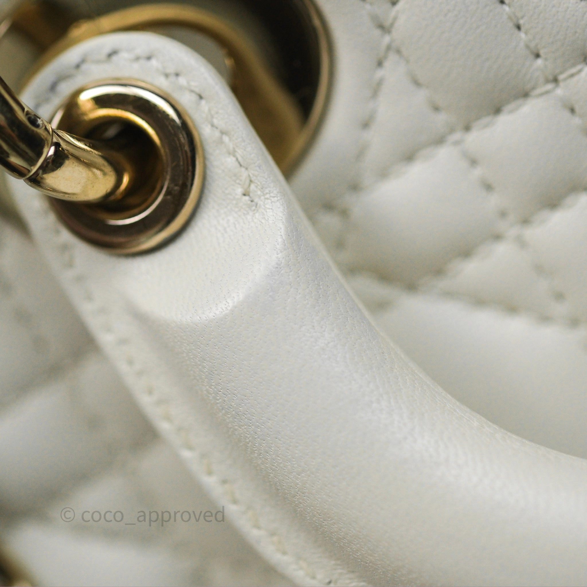 Dior Small Lady D-Joy Bag Ivory White Lambskin Cannage Gold Hardware
