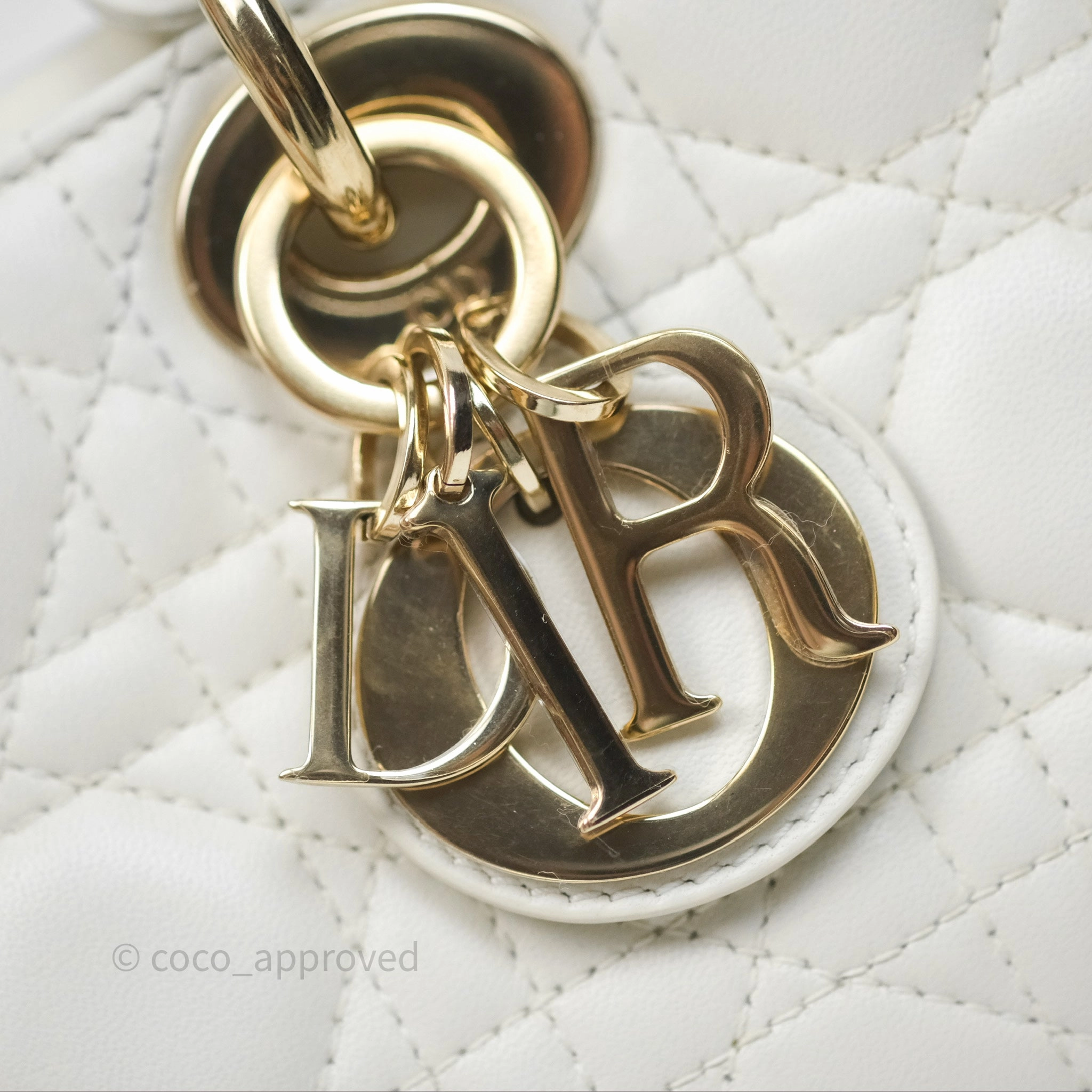 Dior Small Lady D-Joy Bag Ivory White Lambskin Cannage Gold Hardware