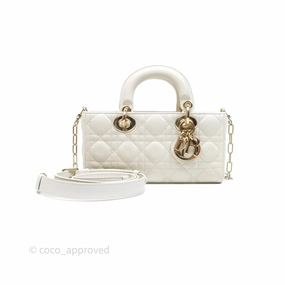 Dior Small Lady D-Joy Bag Ivory White Lambskin Cannage Gold Hardware