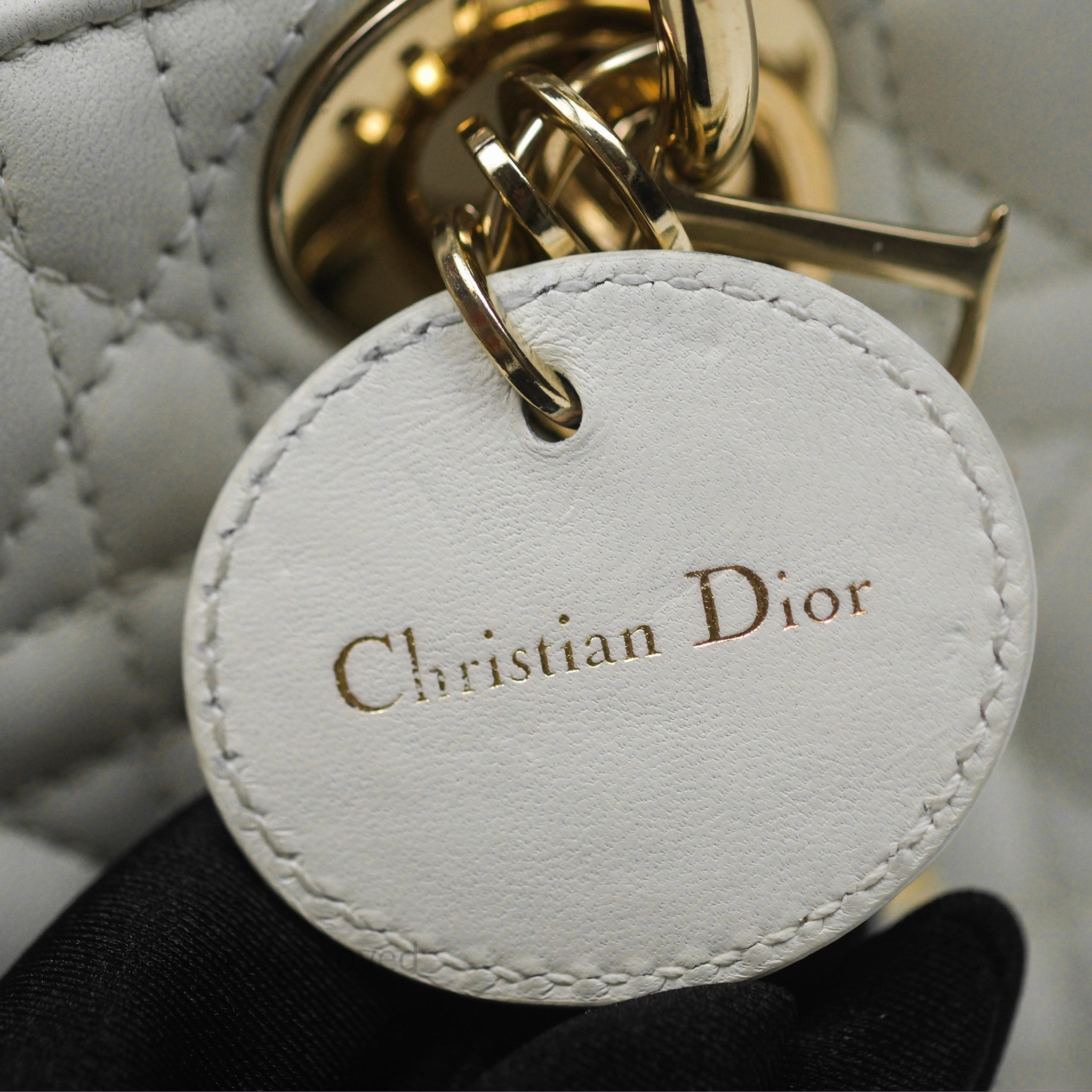 Dior Small Lady D-Joy Bag Ivory White Lambskin Cannage Gold Hardware