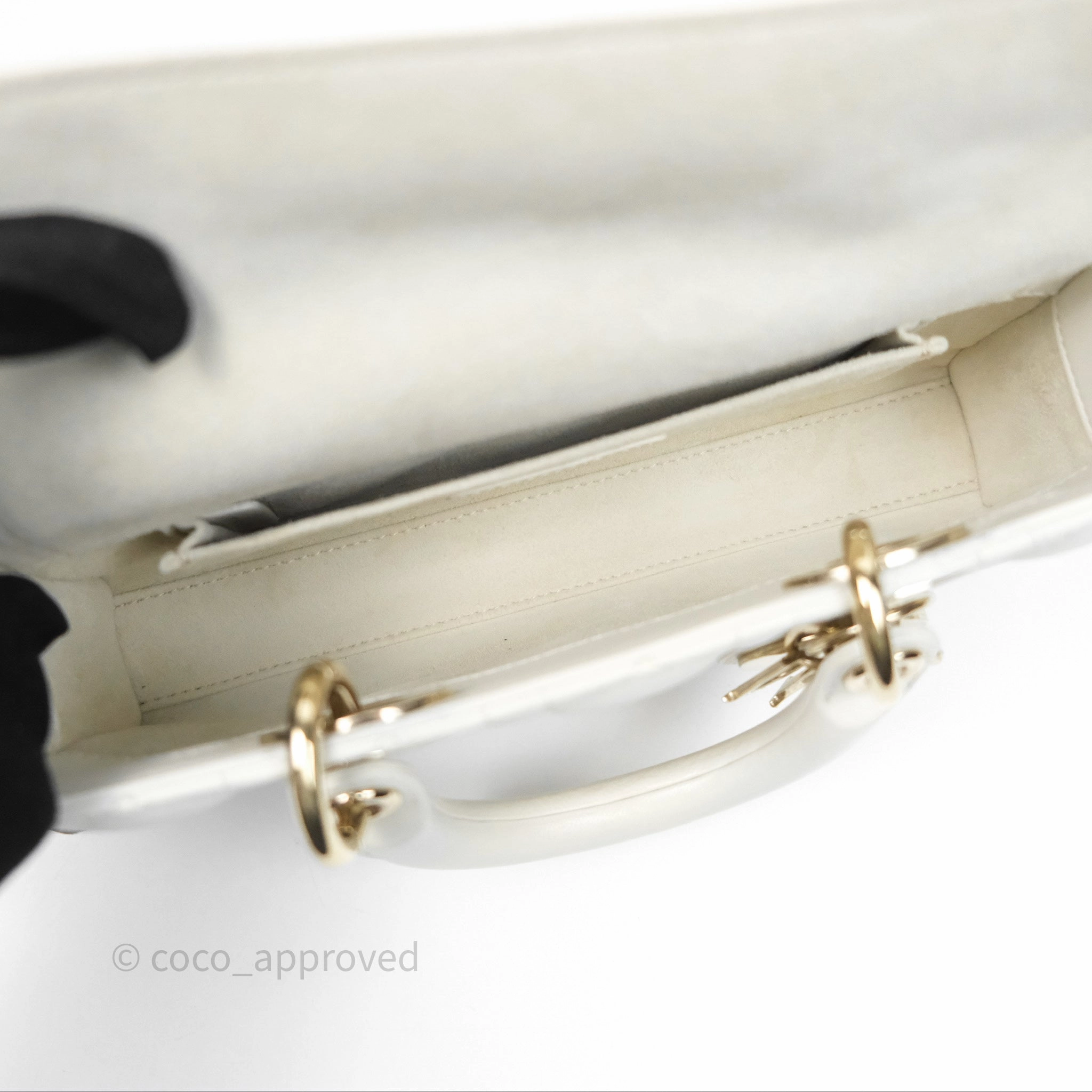 Dior Small Lady D-Joy Bag Ivory White Lambskin Cannage Gold Hardware