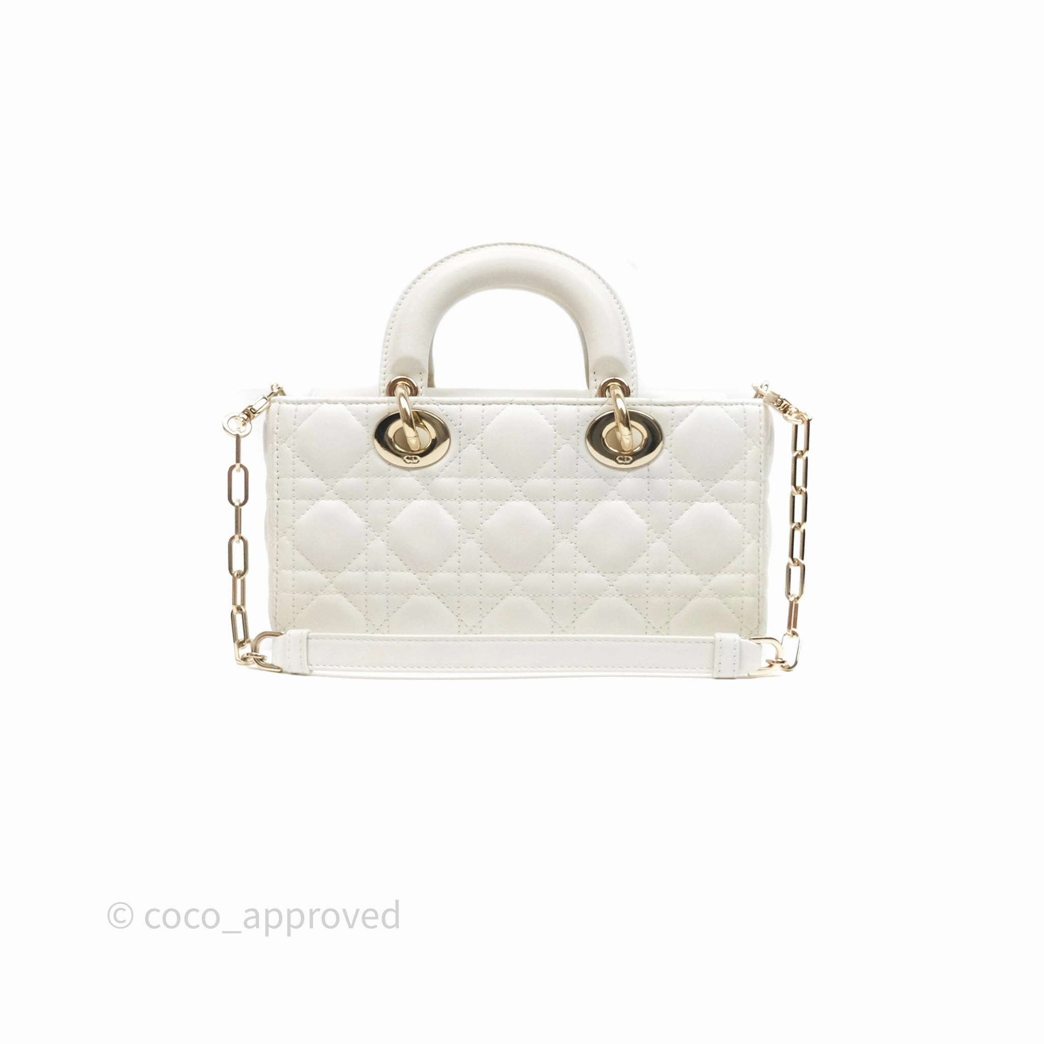 Dior Small Lady D-Joy Bag Ivory White Lambskin Cannage Gold Hardware
