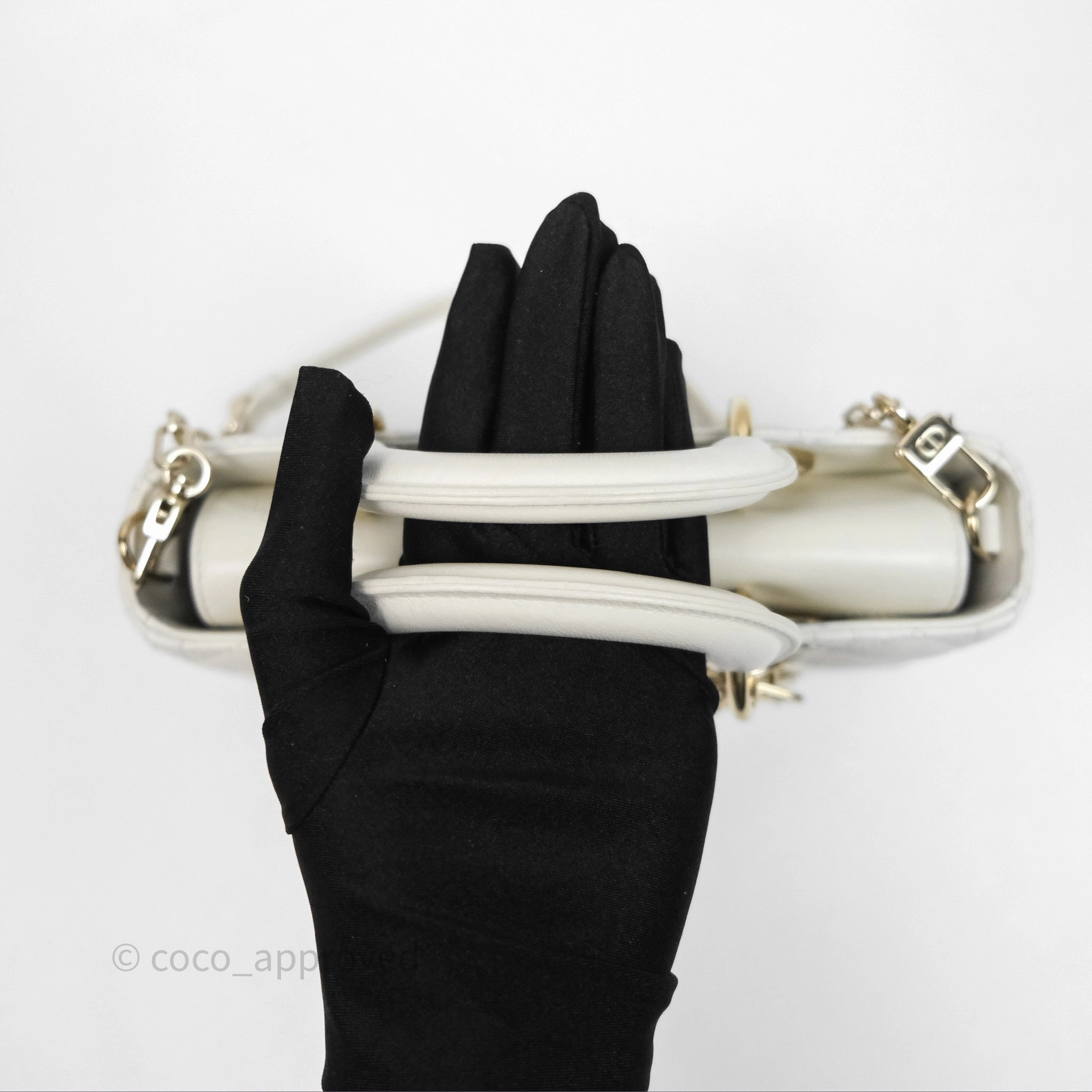 Dior Small Lady D-Joy Bag Ivory White Lambskin Cannage Gold Hardware