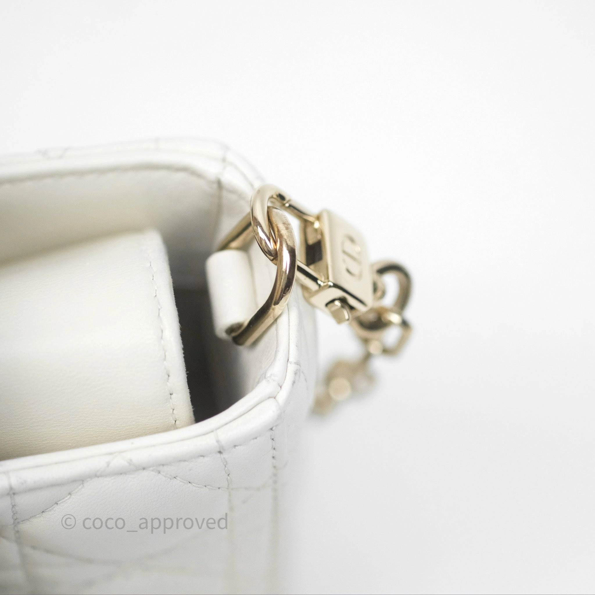 Dior Small Lady D-Joy Bag Ivory White Lambskin Cannage Gold Hardware
