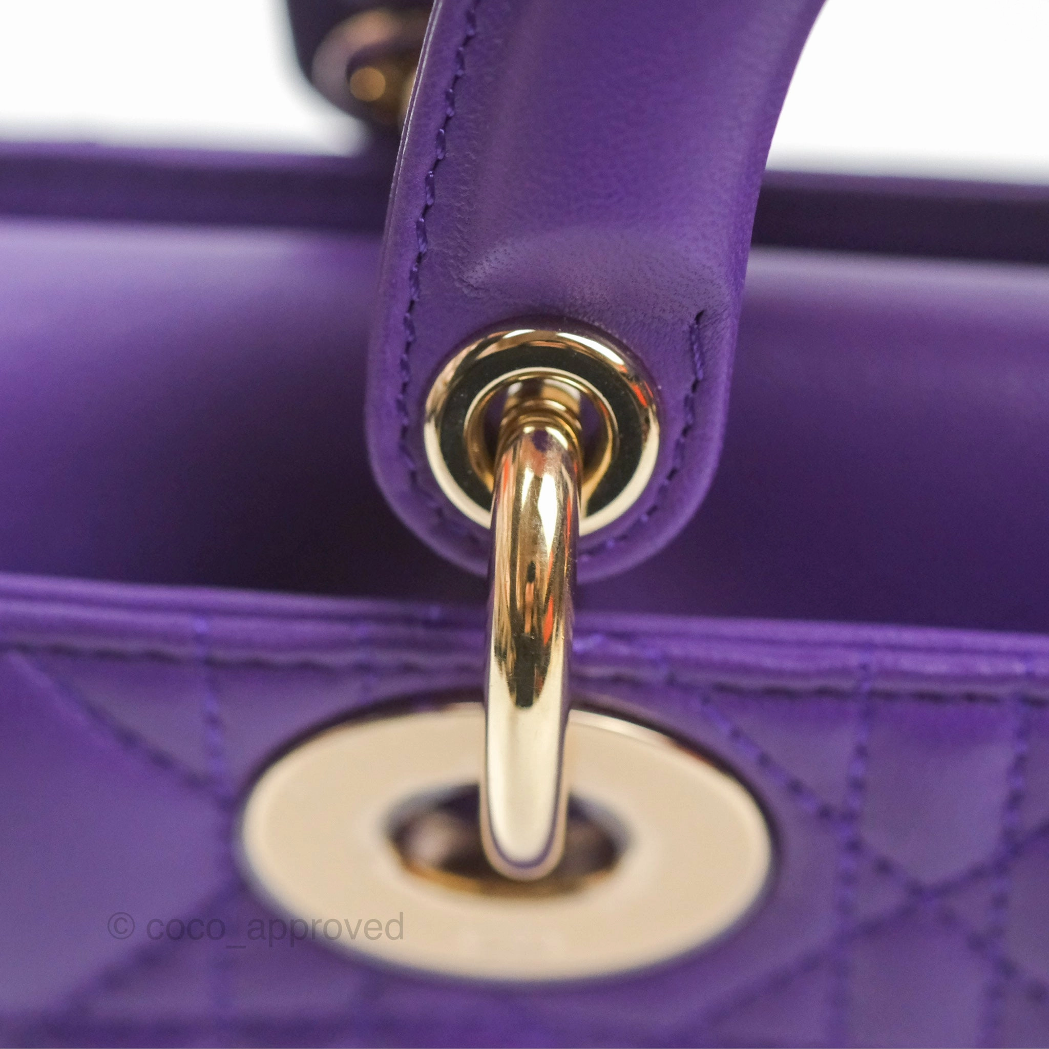 Dior Small Lady D-Joy Bag Purple Lambskin Cannage Gold Hardware