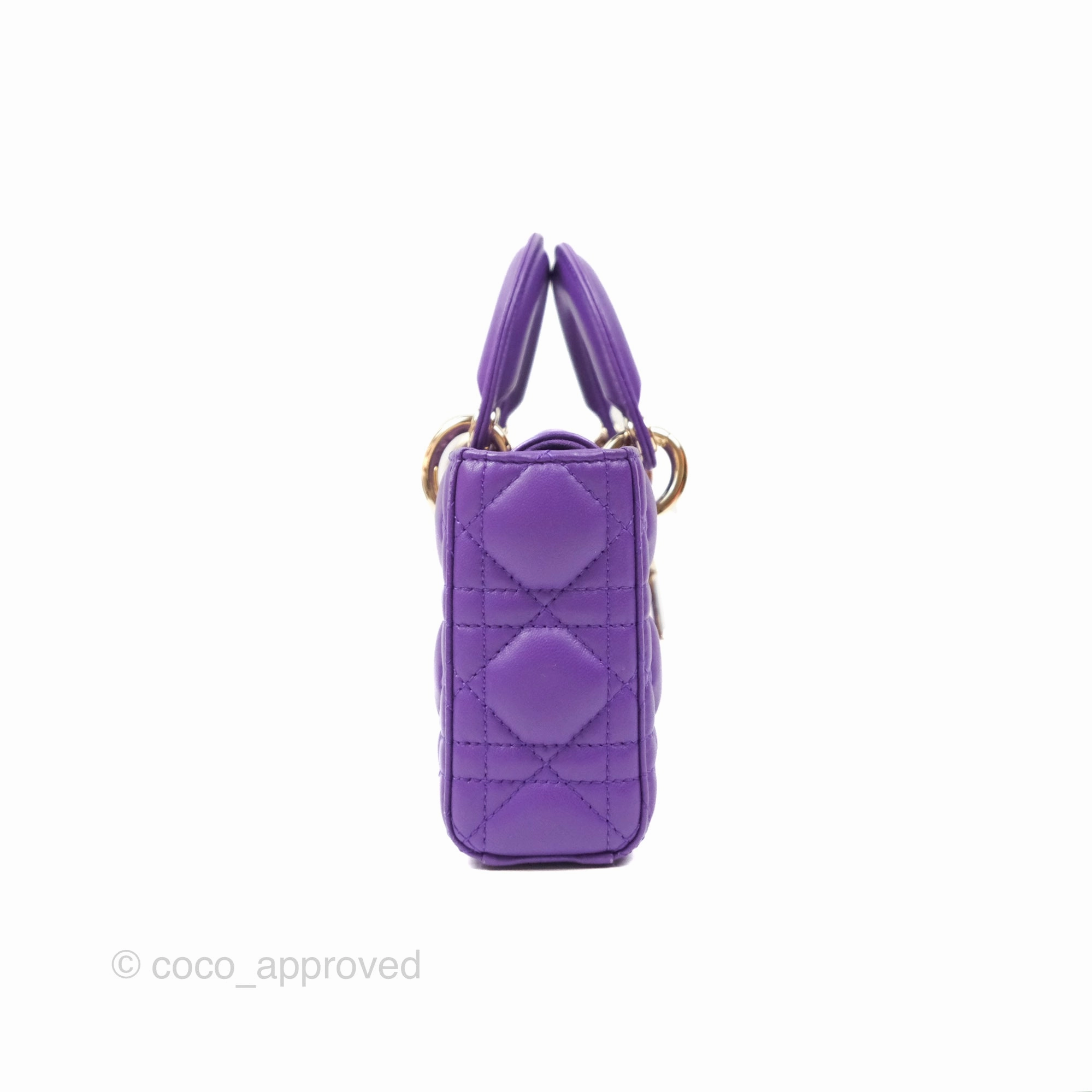 Dior Small Lady D-Joy Bag Purple Lambskin Cannage Gold Hardware
