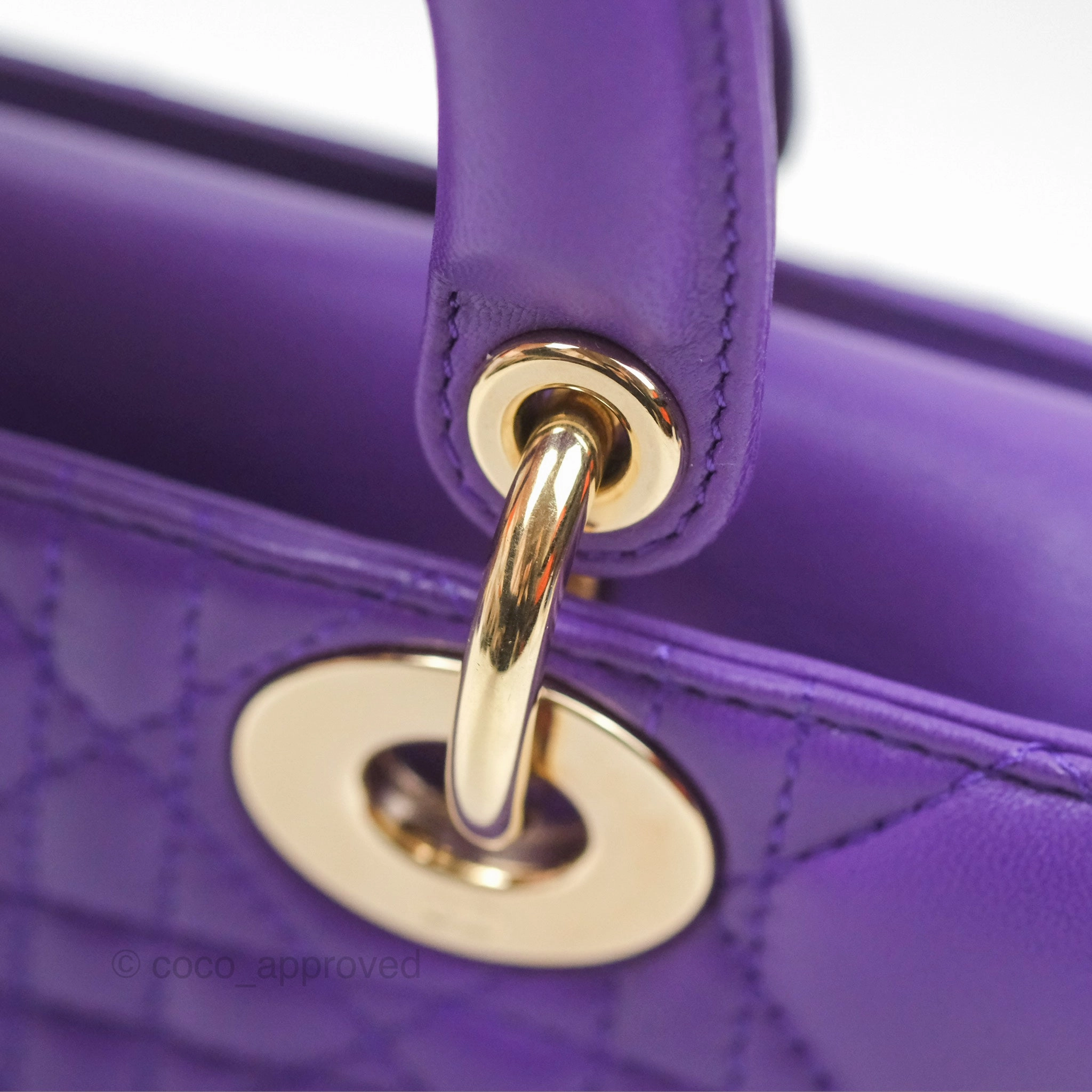 Dior Small Lady D-Joy Bag Purple Lambskin Cannage Gold Hardware