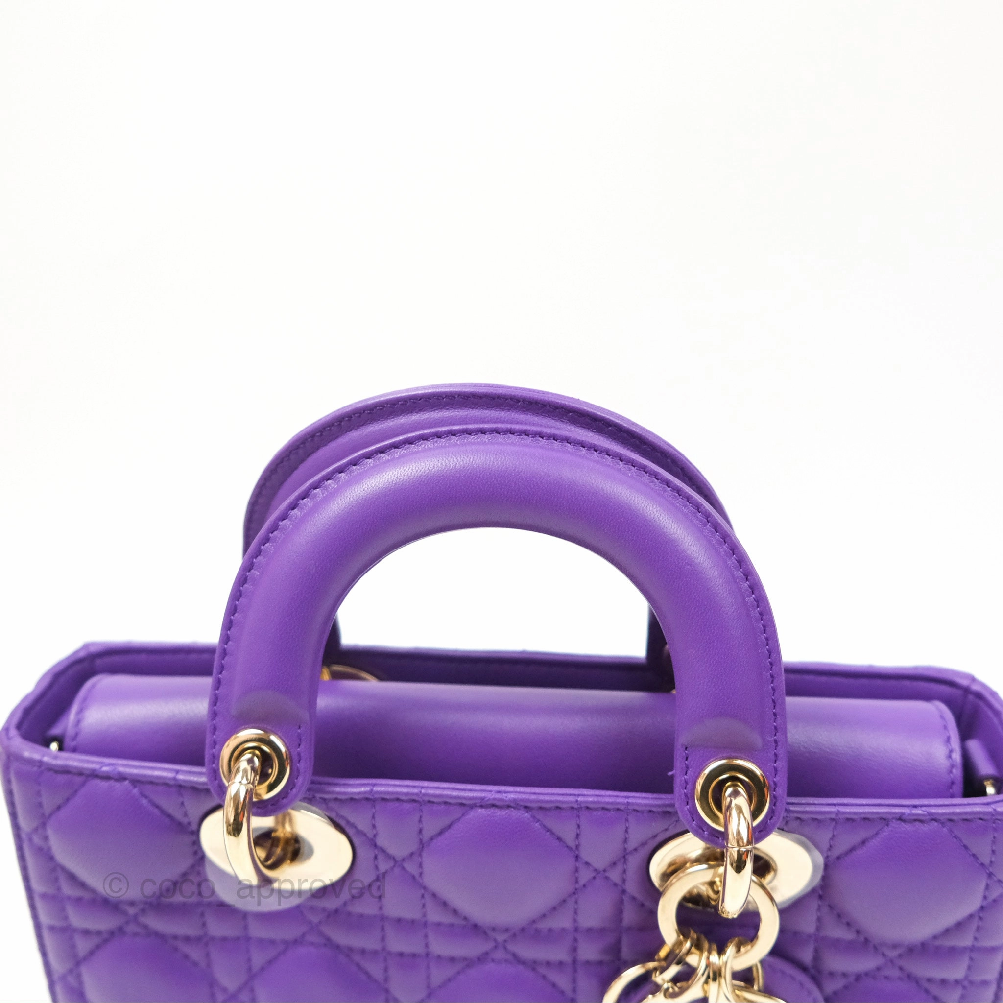 Dior Small Lady D-Joy Bag Purple Lambskin Cannage Gold Hardware