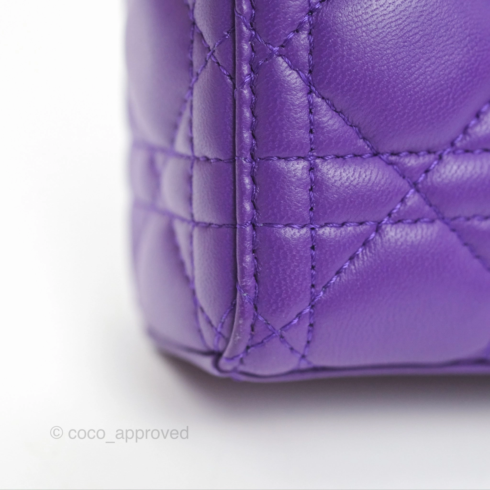 Dior Small Lady D-Joy Bag Purple Lambskin Cannage Gold Hardware