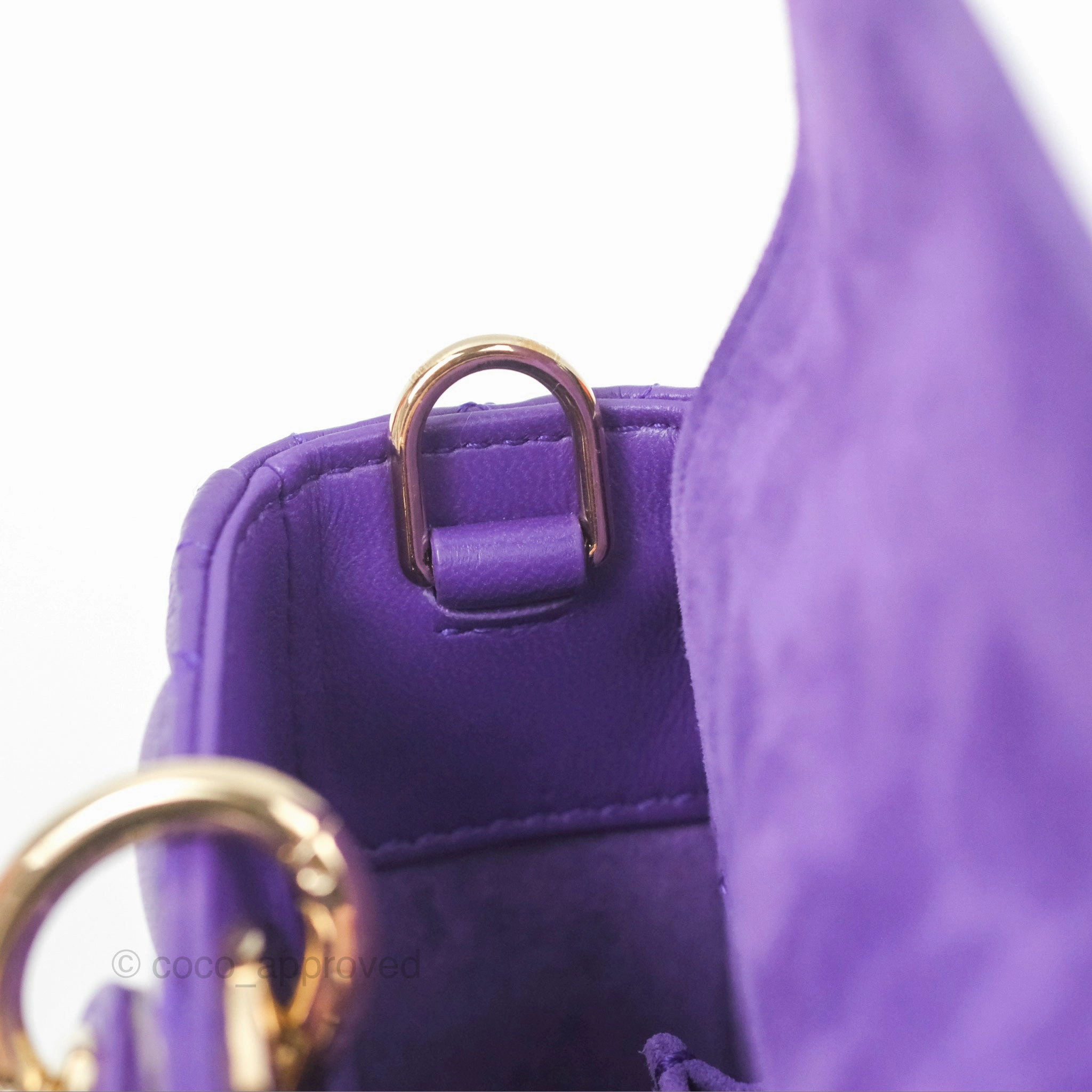 Dior Small Lady D-Joy Bag Purple Lambskin Cannage Gold Hardware