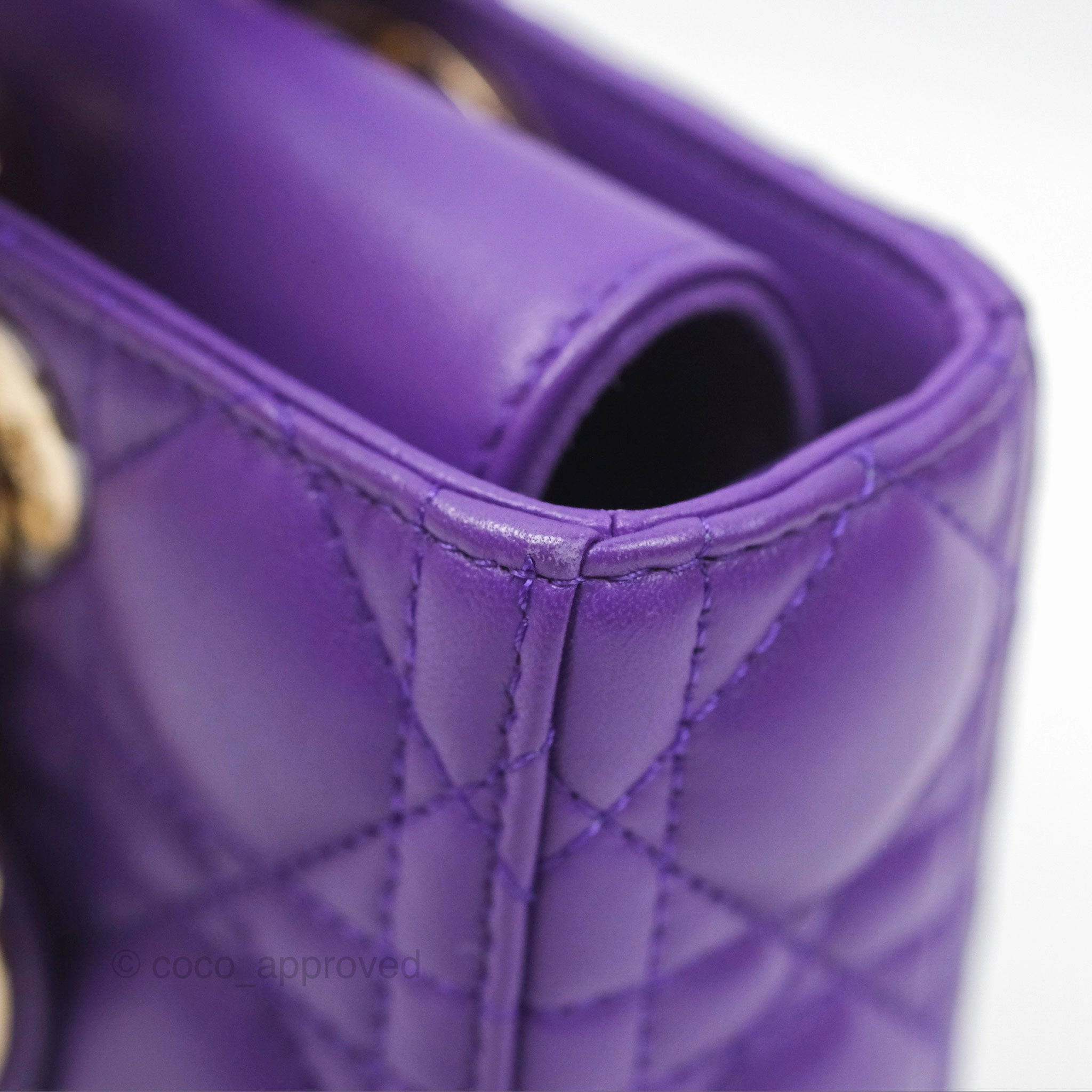Dior Small Lady D-Joy Bag Purple Lambskin Cannage Gold Hardware