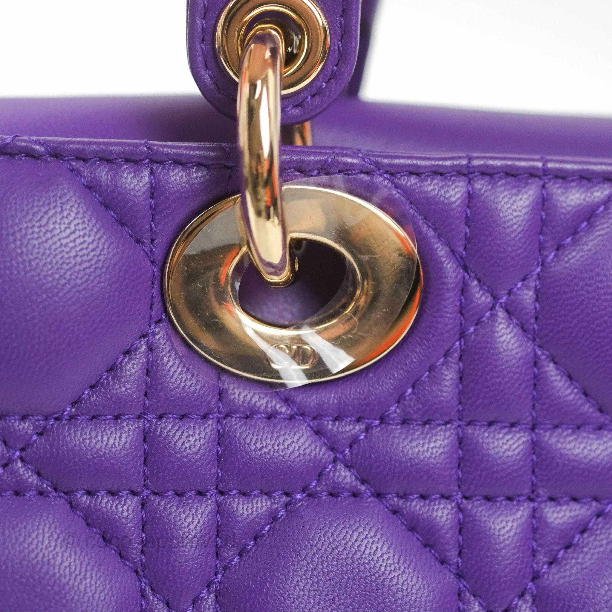 Dior Small Lady D-Joy Bag Purple Lambskin Cannage Gold Hardware