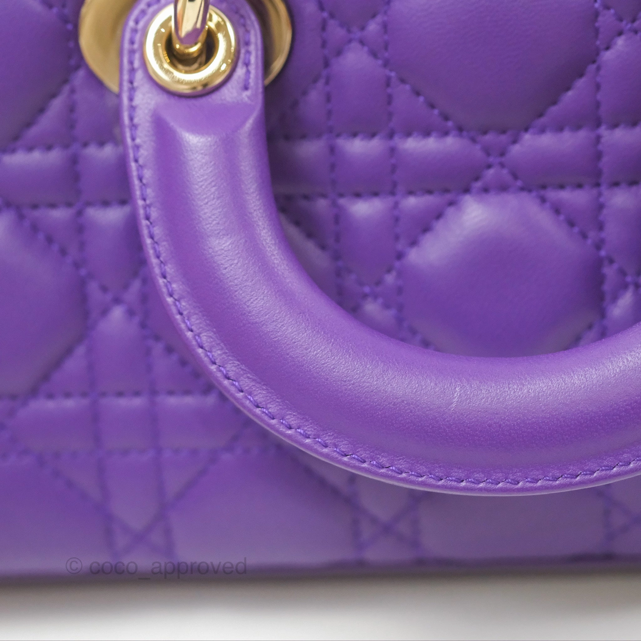 Dior Small Lady D-Joy Bag Purple Lambskin Cannage Gold Hardware