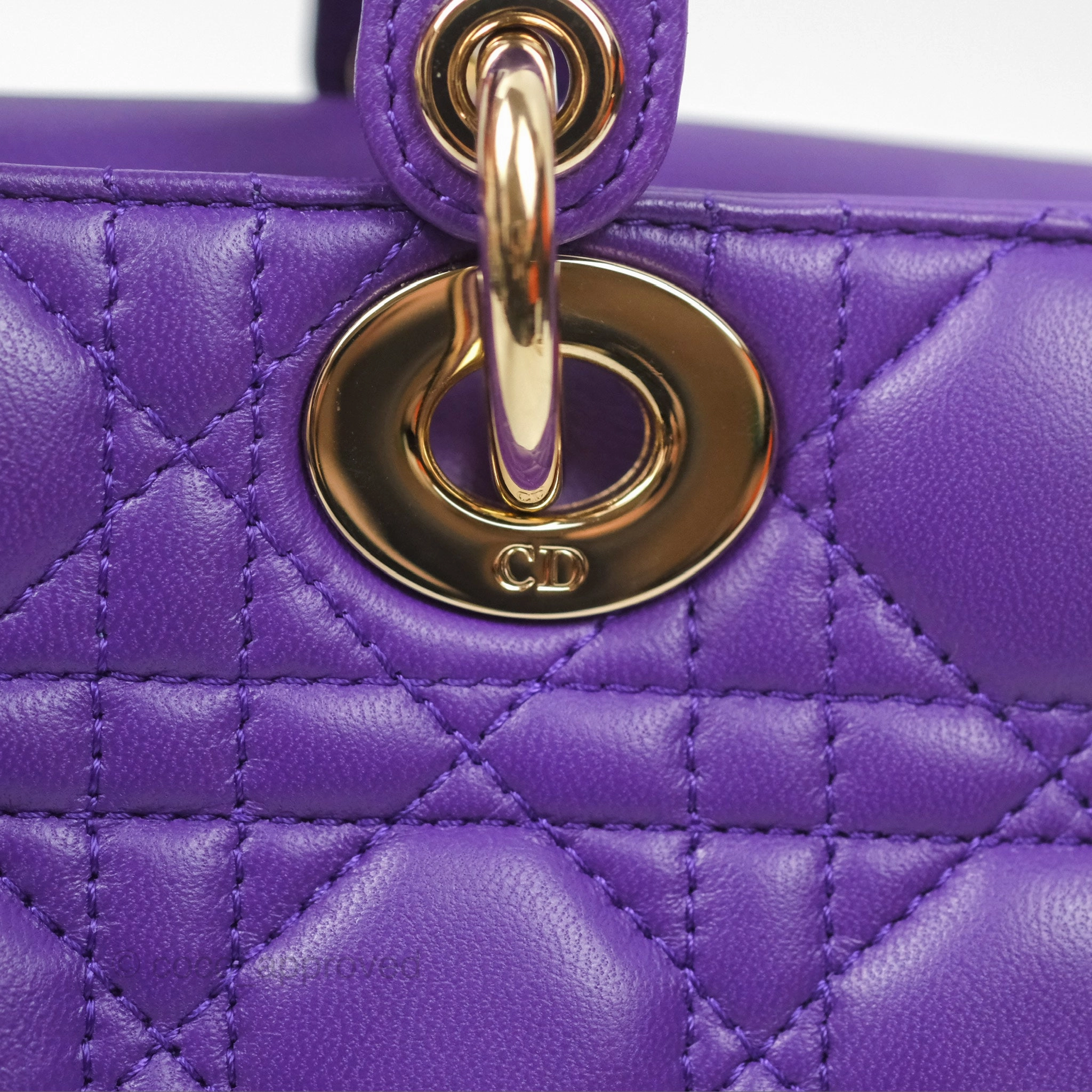 Dior Small Lady D-Joy Bag Purple Lambskin Cannage Gold Hardware