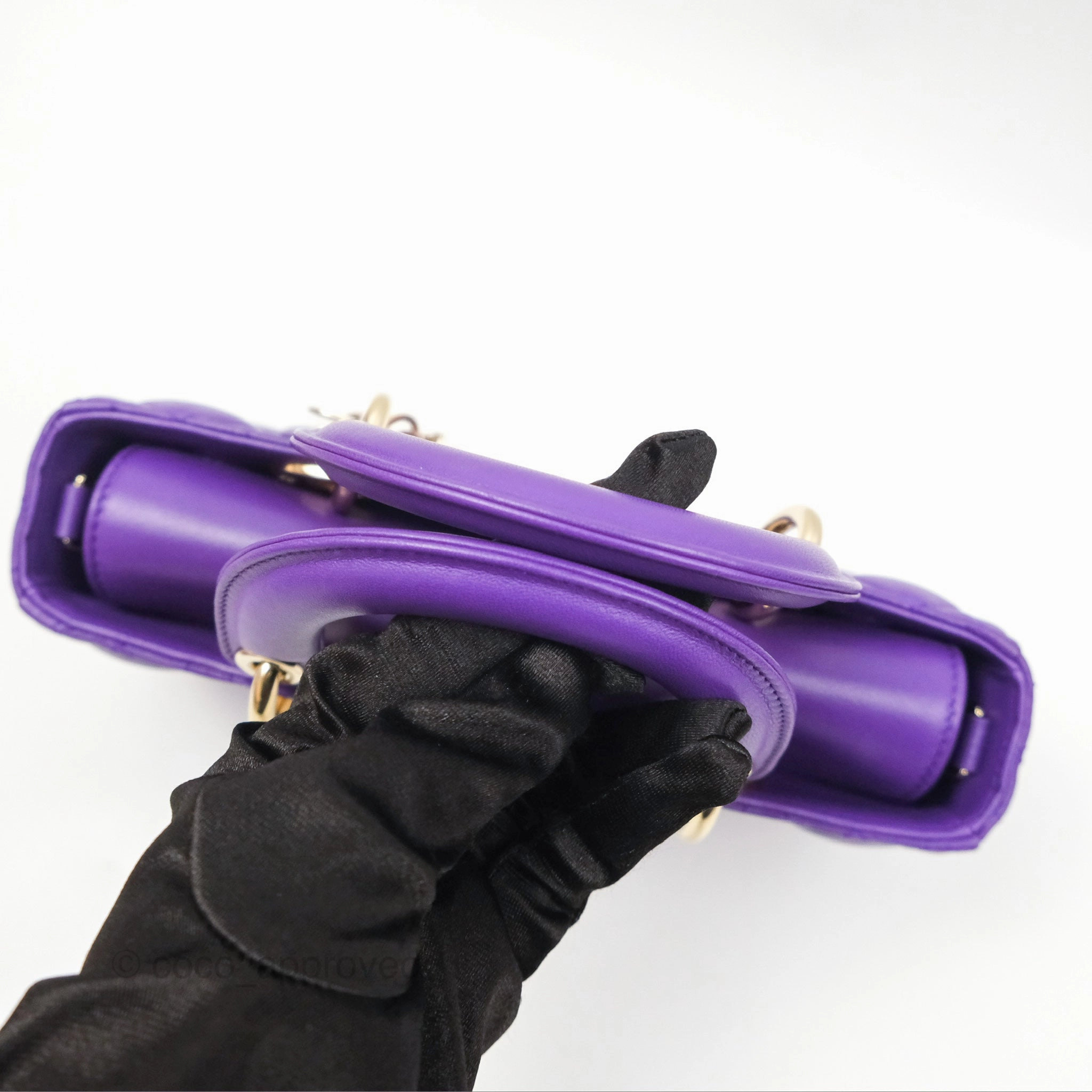 Dior Small Lady D-Joy Bag Purple Lambskin Cannage Gold Hardware