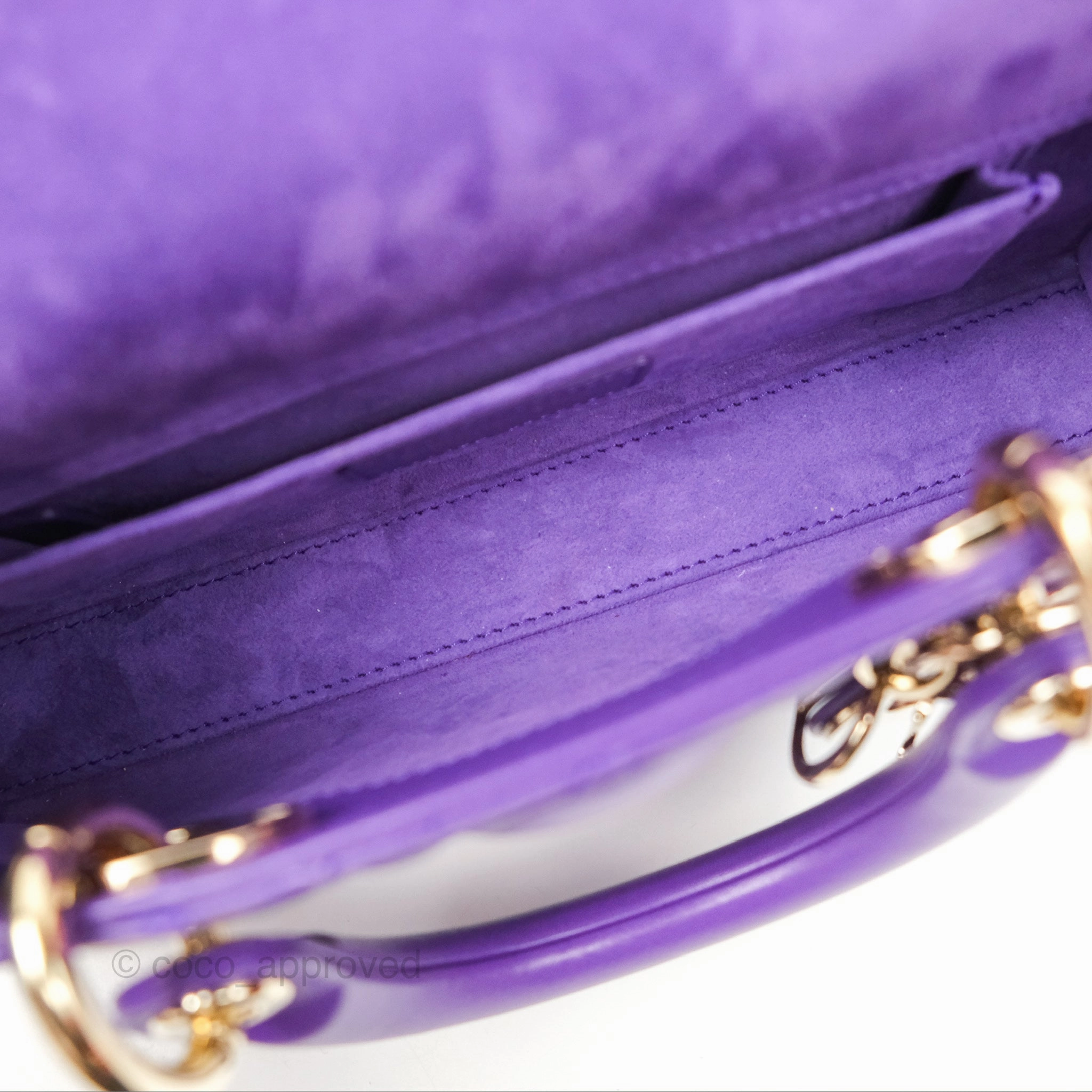 Dior Small Lady D-Joy Bag Purple Lambskin Cannage Gold Hardware