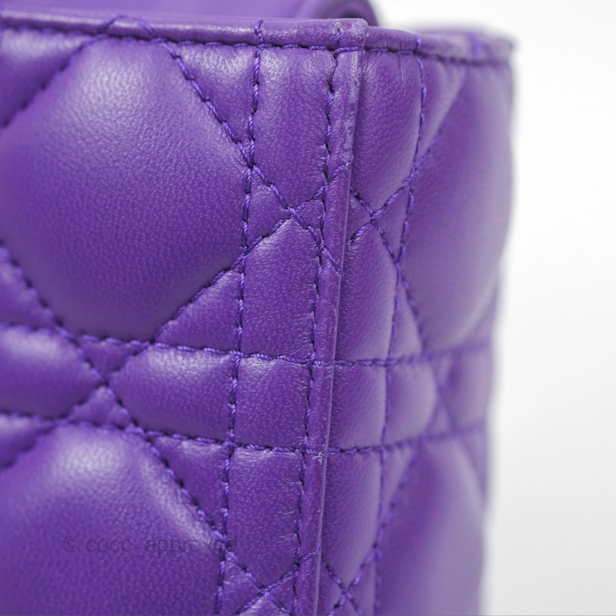 Dior Small Lady D-Joy Bag Purple Lambskin Cannage Gold Hardware