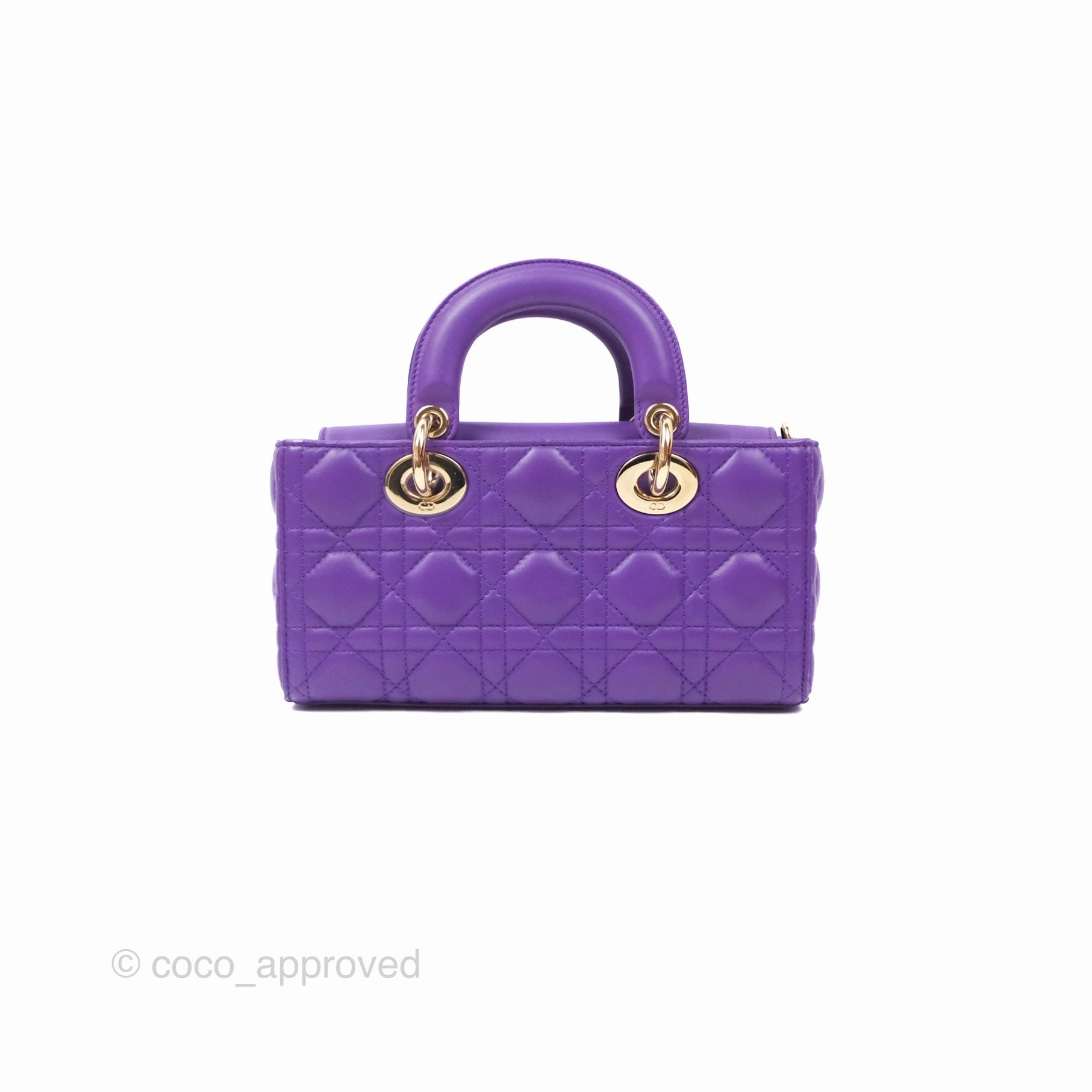 Dior Small Lady D-Joy Bag Purple Lambskin Cannage Gold Hardware