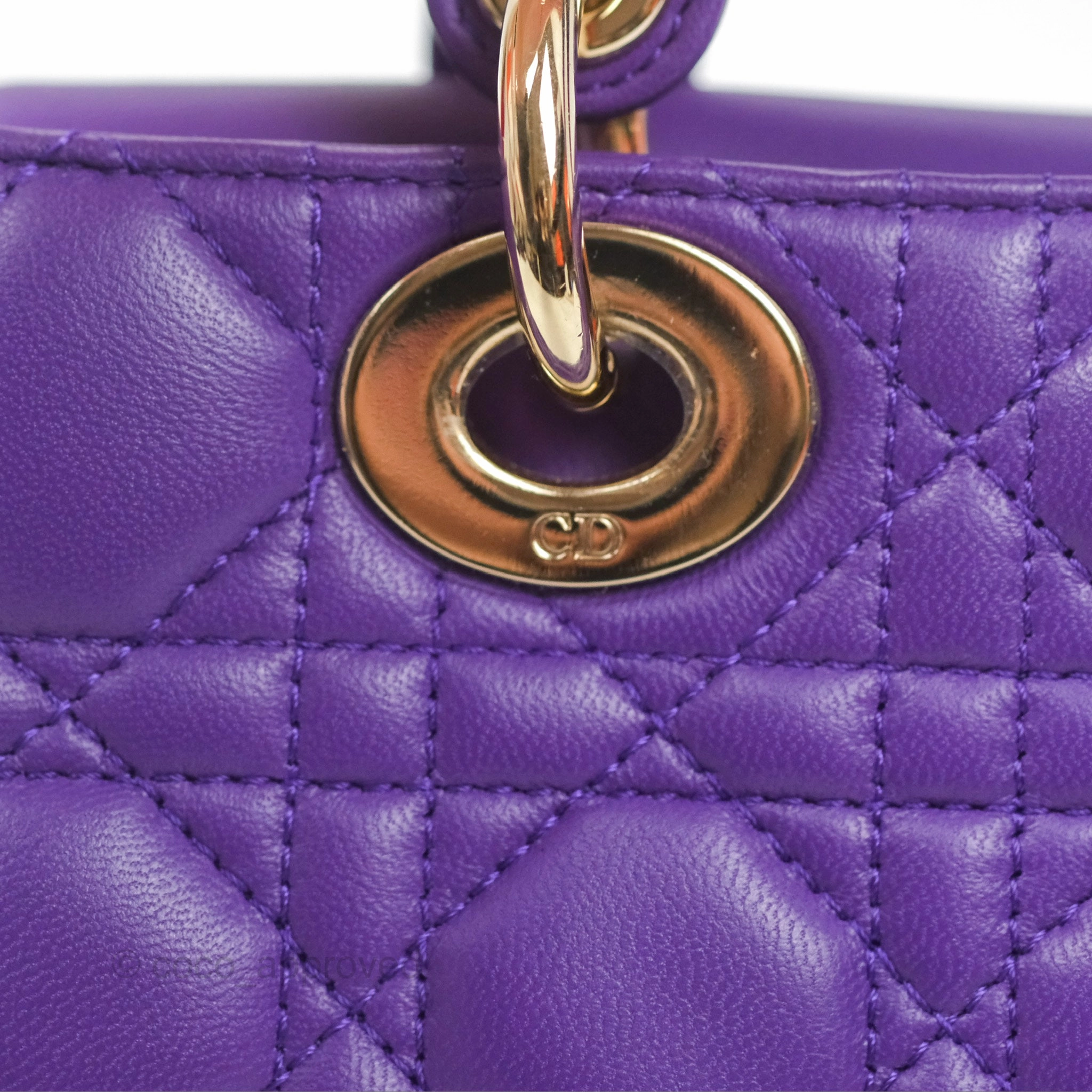 Dior Small Lady D-Joy Bag Purple Lambskin Cannage Gold Hardware
