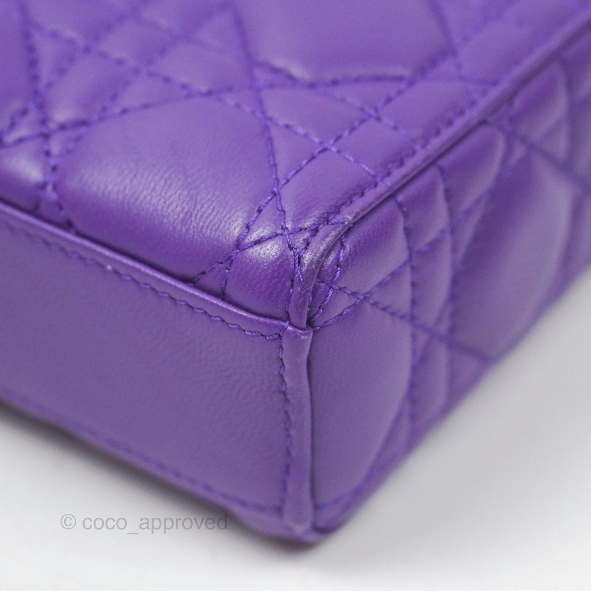 Dior Small Lady D-Joy Bag Purple Lambskin Cannage Gold Hardware