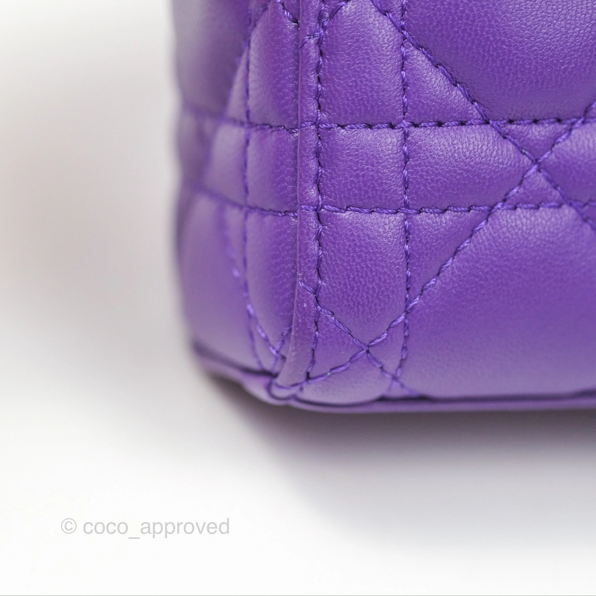 Dior Small Lady D-Joy Bag Purple Lambskin Cannage Gold Hardware