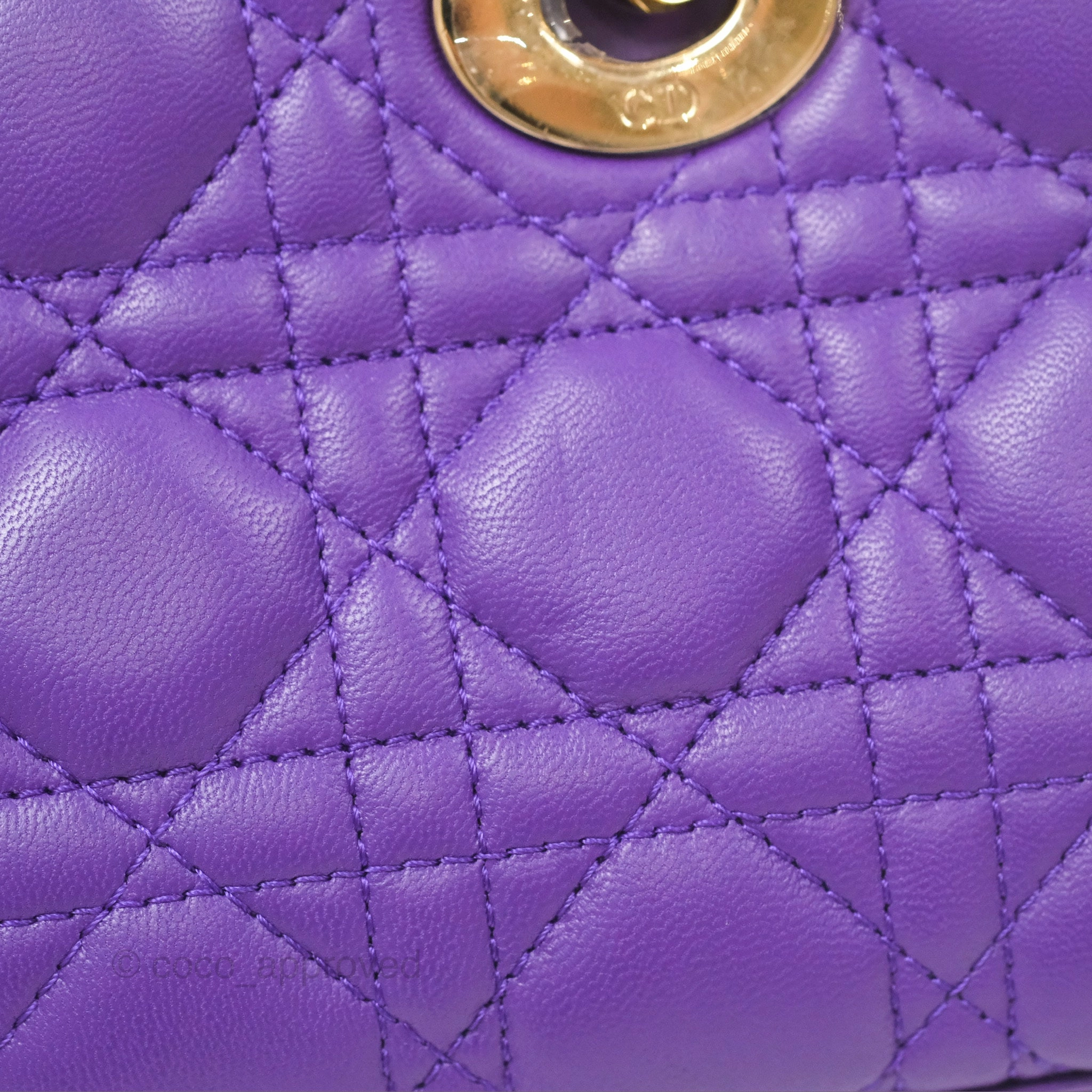 Dior Small Lady D-Joy Bag Purple Lambskin Cannage Gold Hardware