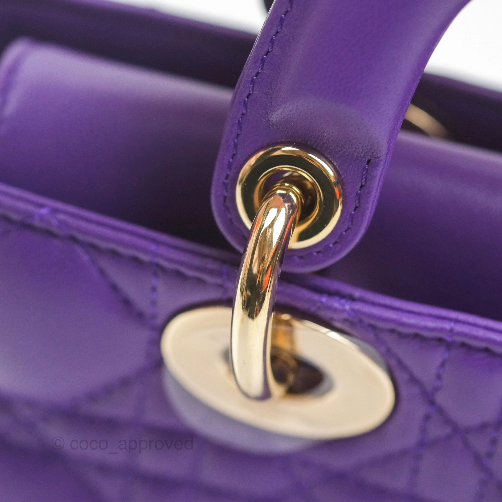 Dior Small Lady D-Joy Bag Purple Lambskin Cannage Gold Hardware