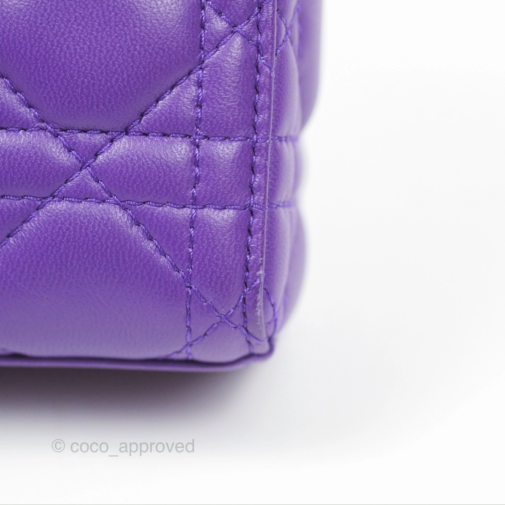 Dior Small Lady D-Joy Bag Purple Lambskin Cannage Gold Hardware