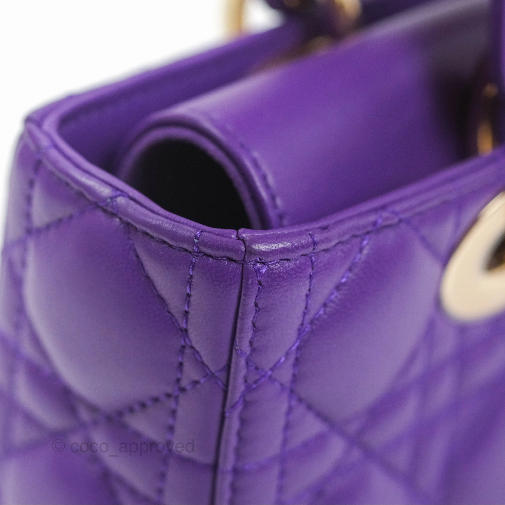 Dior Small Lady D-Joy Bag Purple Lambskin Cannage Gold Hardware