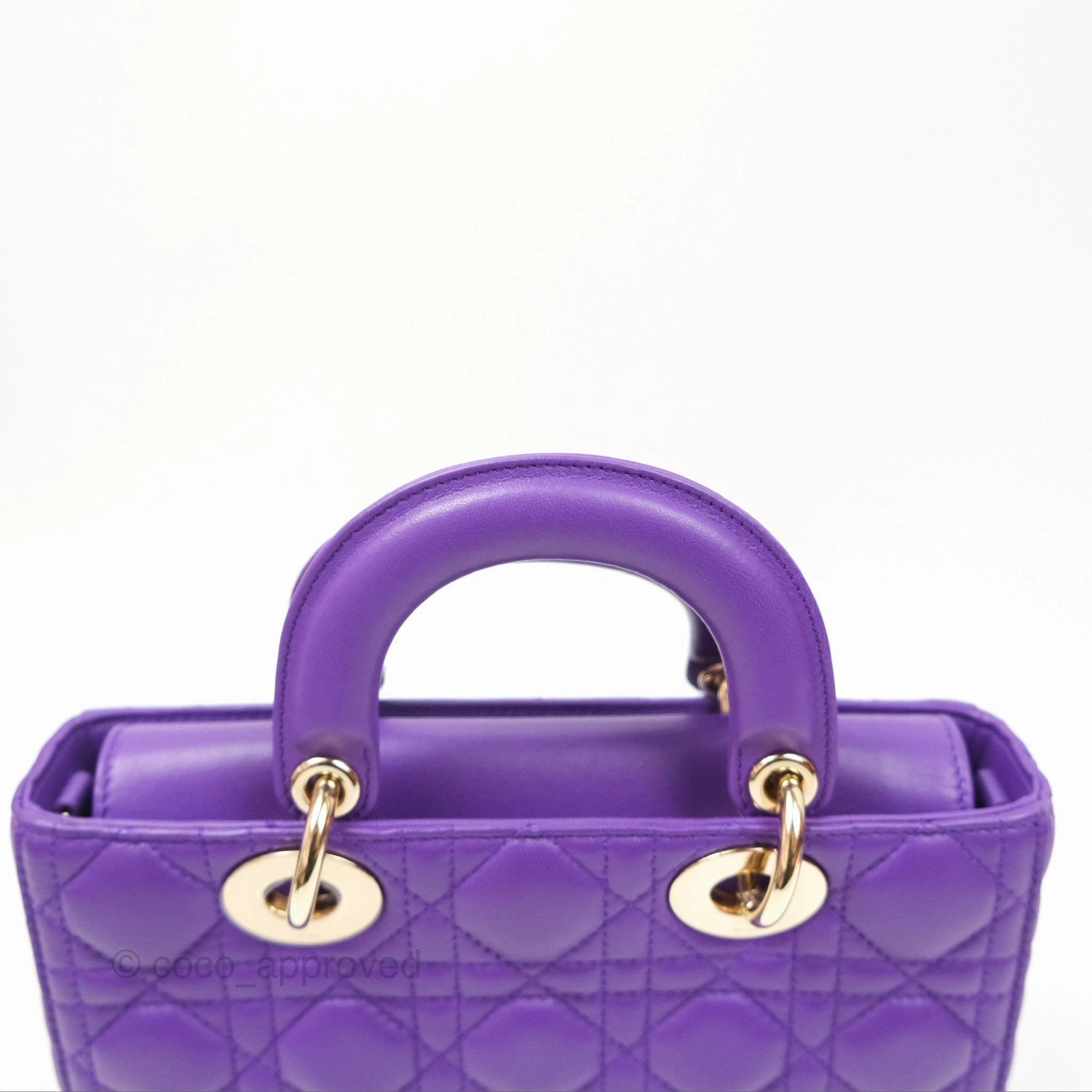 Dior Small Lady D-Joy Bag Purple Lambskin Cannage Gold Hardware