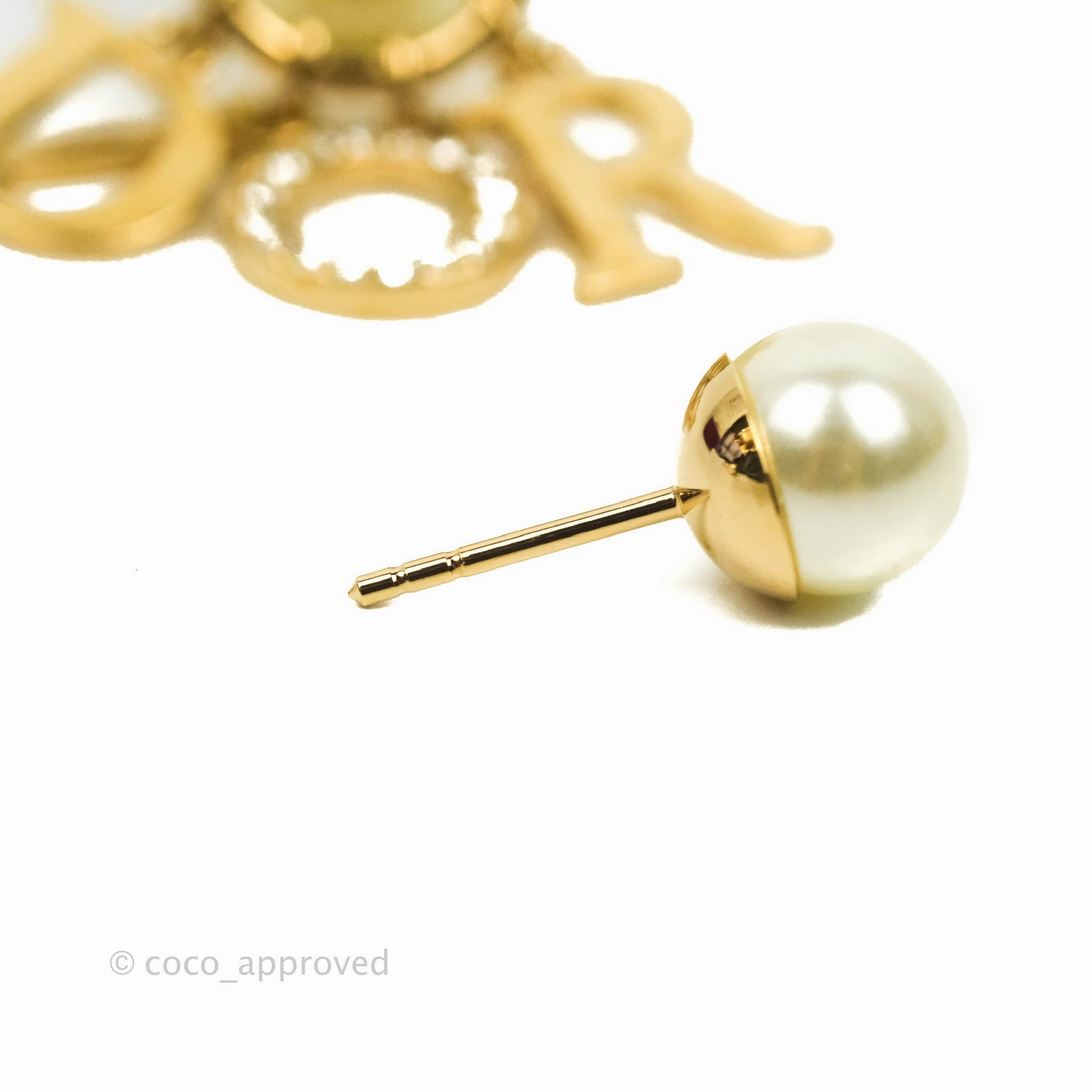 Dior Tribales Pearl Crystal D.I.O.R. Earrings Gold Tone