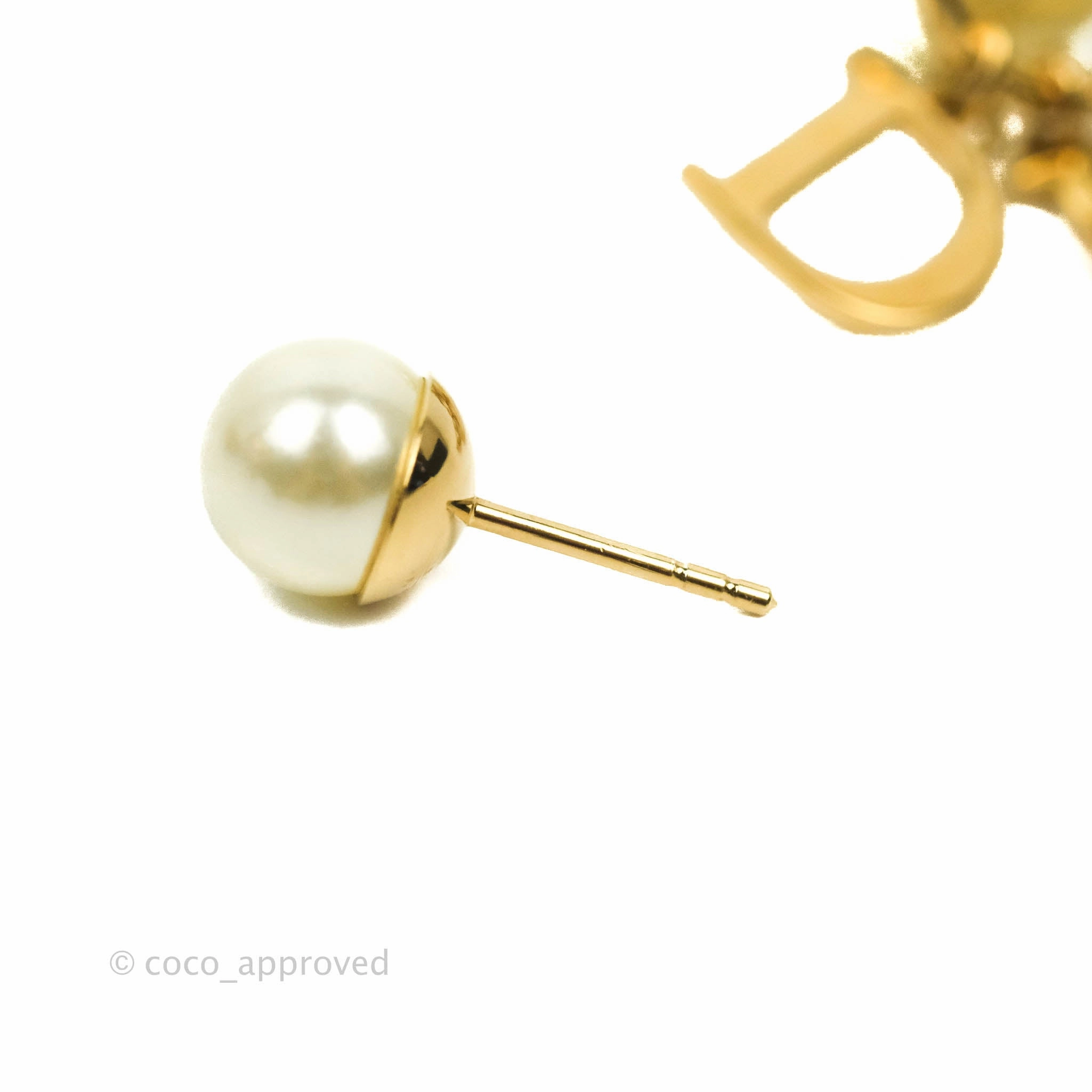 Dior Tribales Pearl Crystal D.I.O.R. Earrings Gold Tone