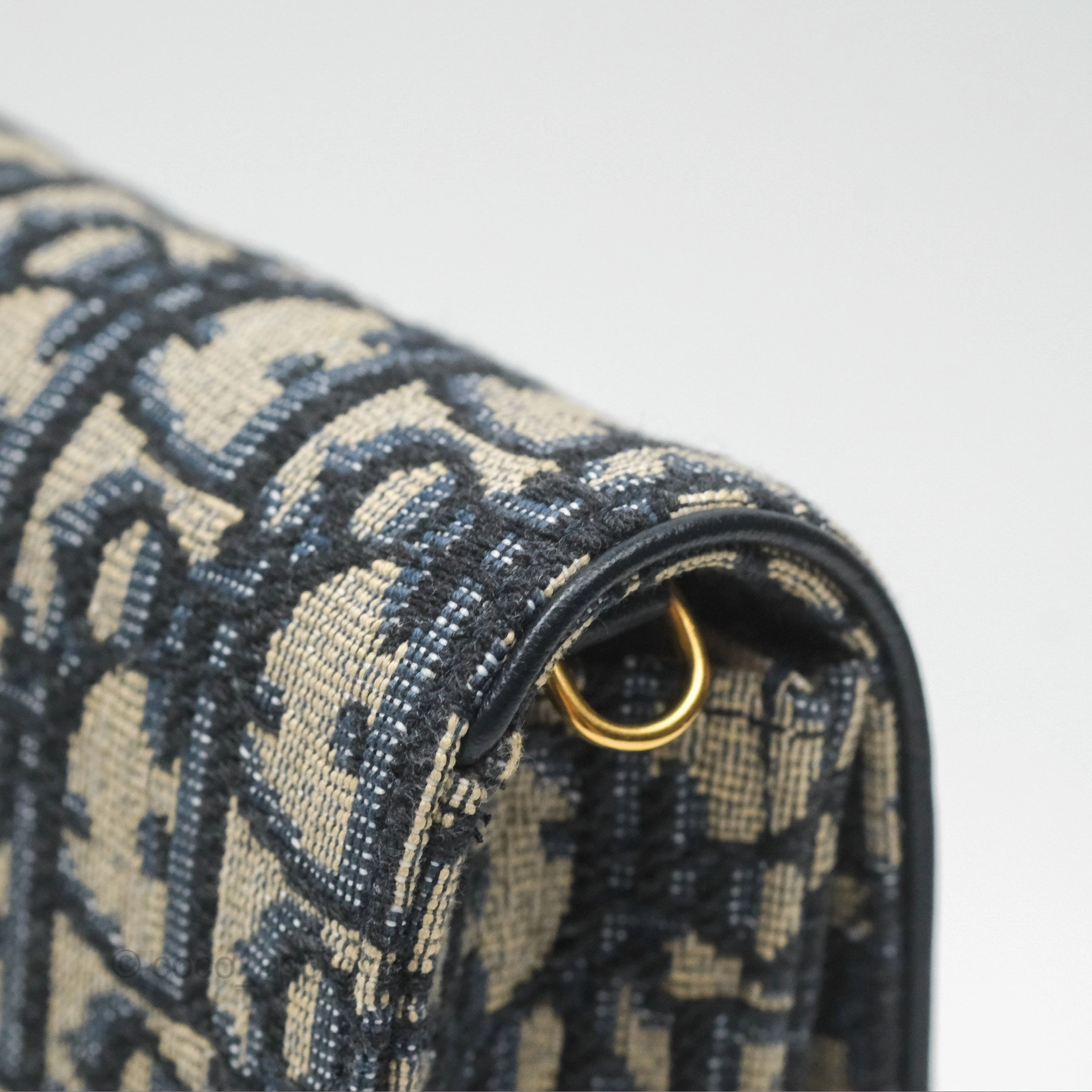 Dior Vertical Saddle Phone Holder Navy Oblique Canvas